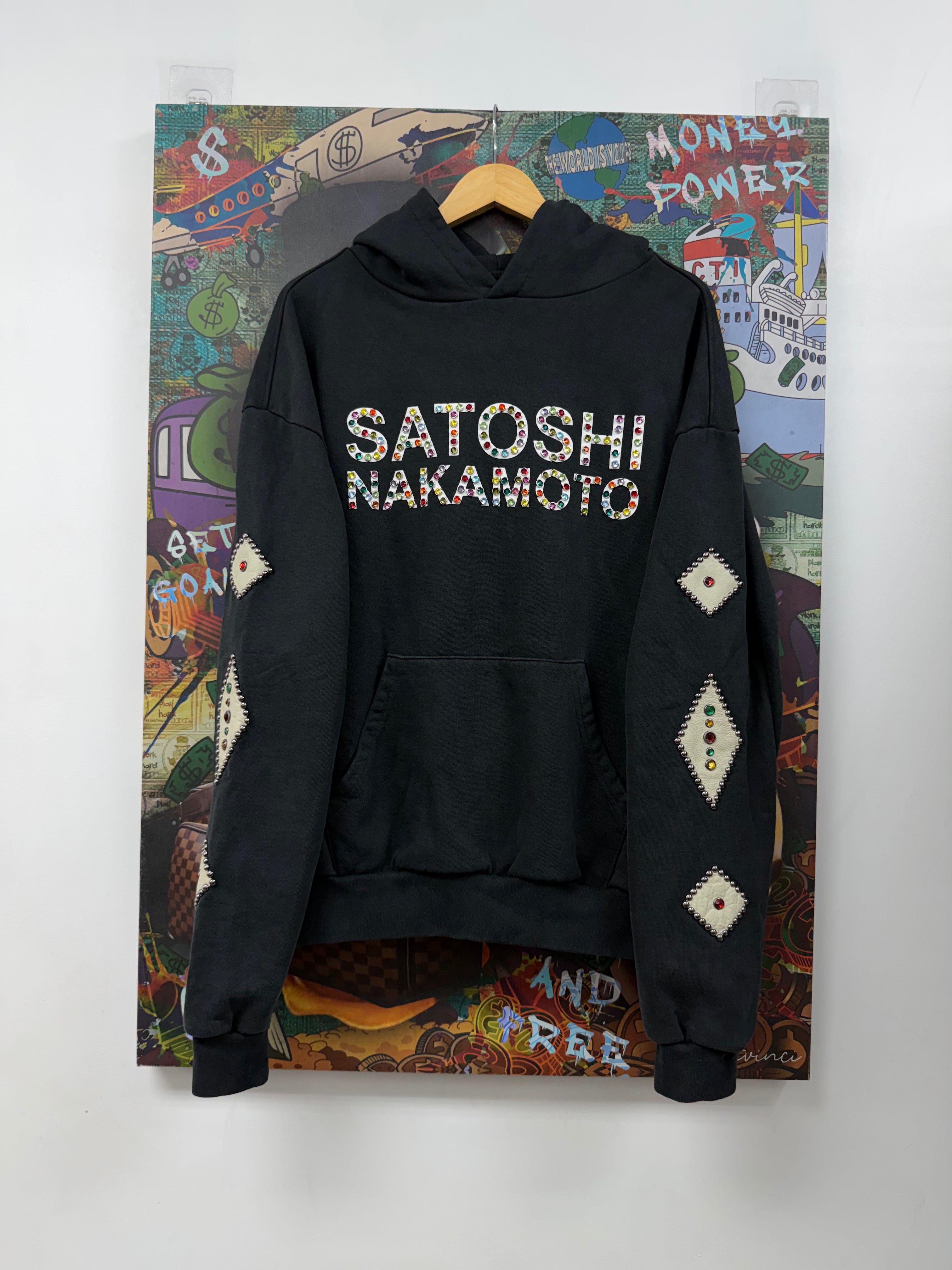 Satoshi Nakamoto Black Studded Hoodie