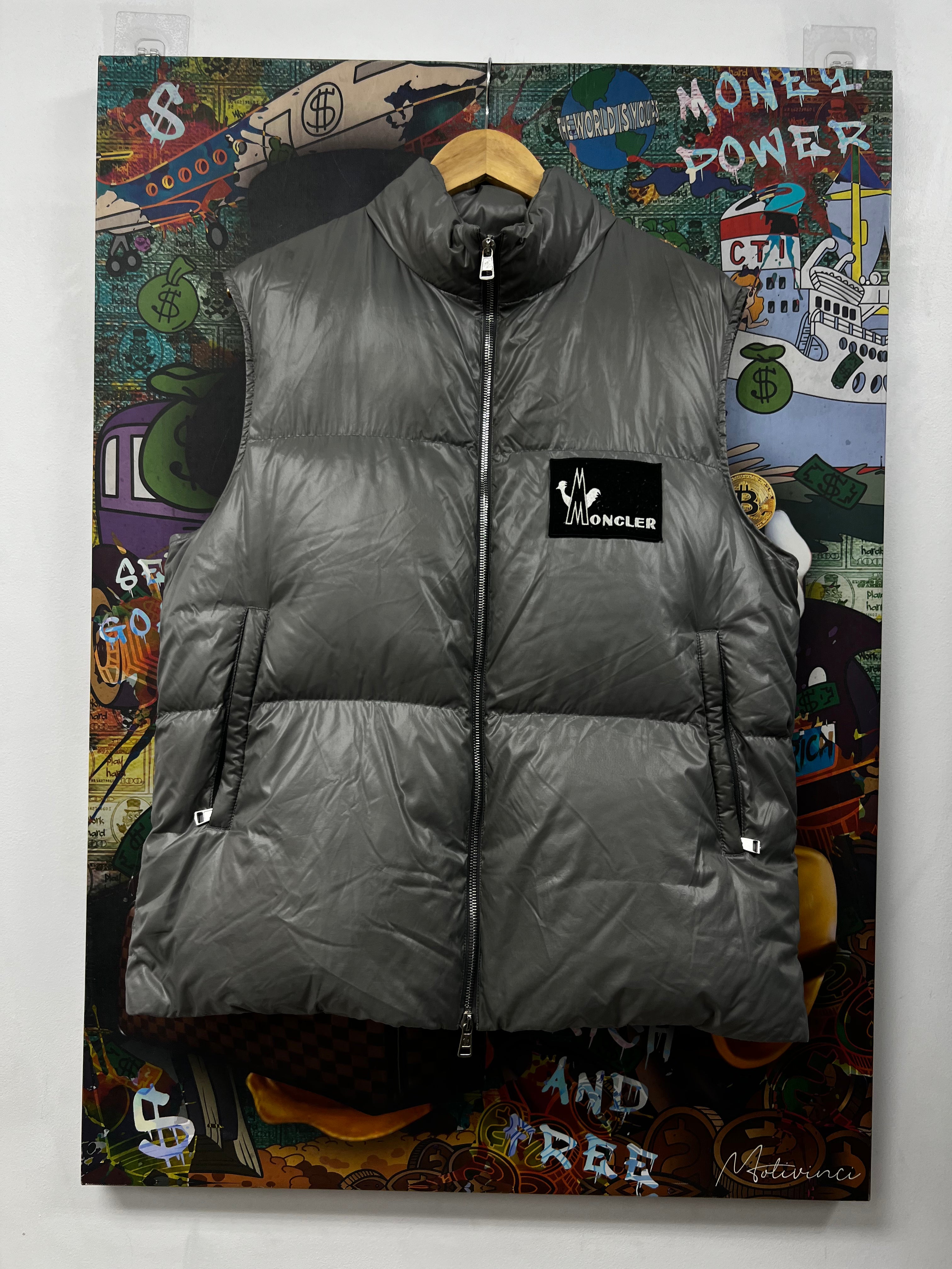 Moncler Grey Black Patch (4) Puffer Vest