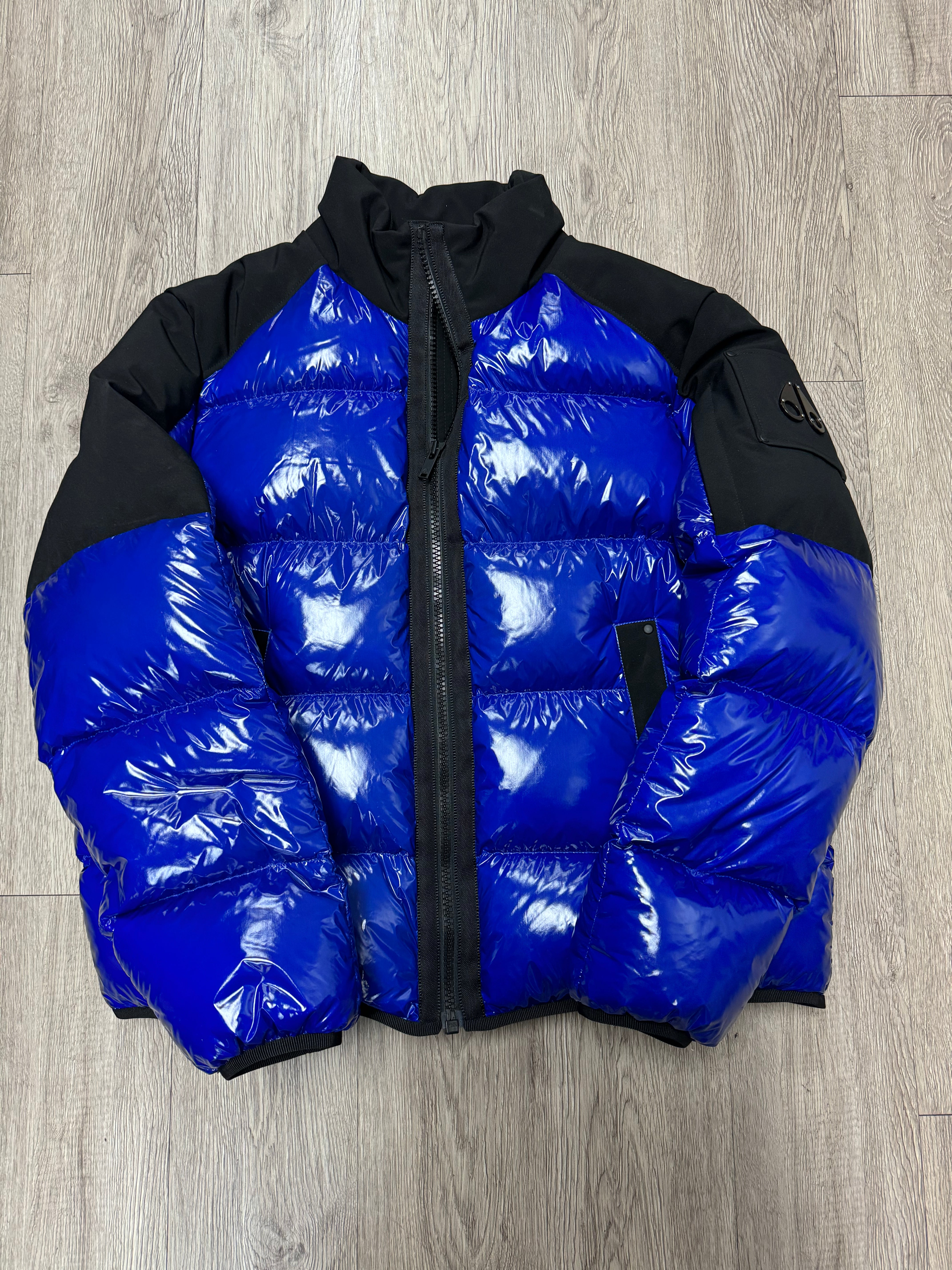 Moose Knuckles Black Blue Dugald Down Puffer Jacket