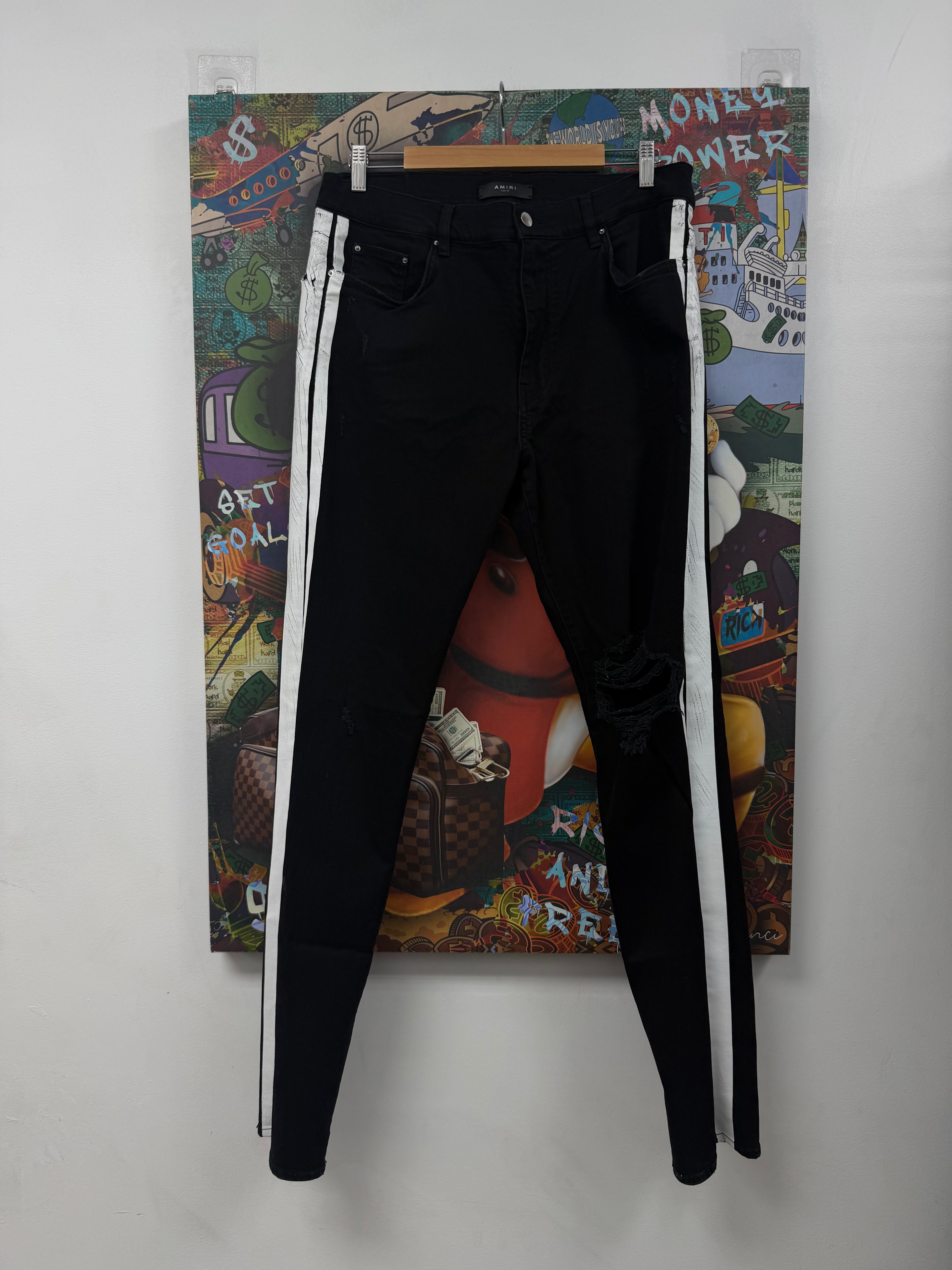 Amiri Black White Stripe Jeans