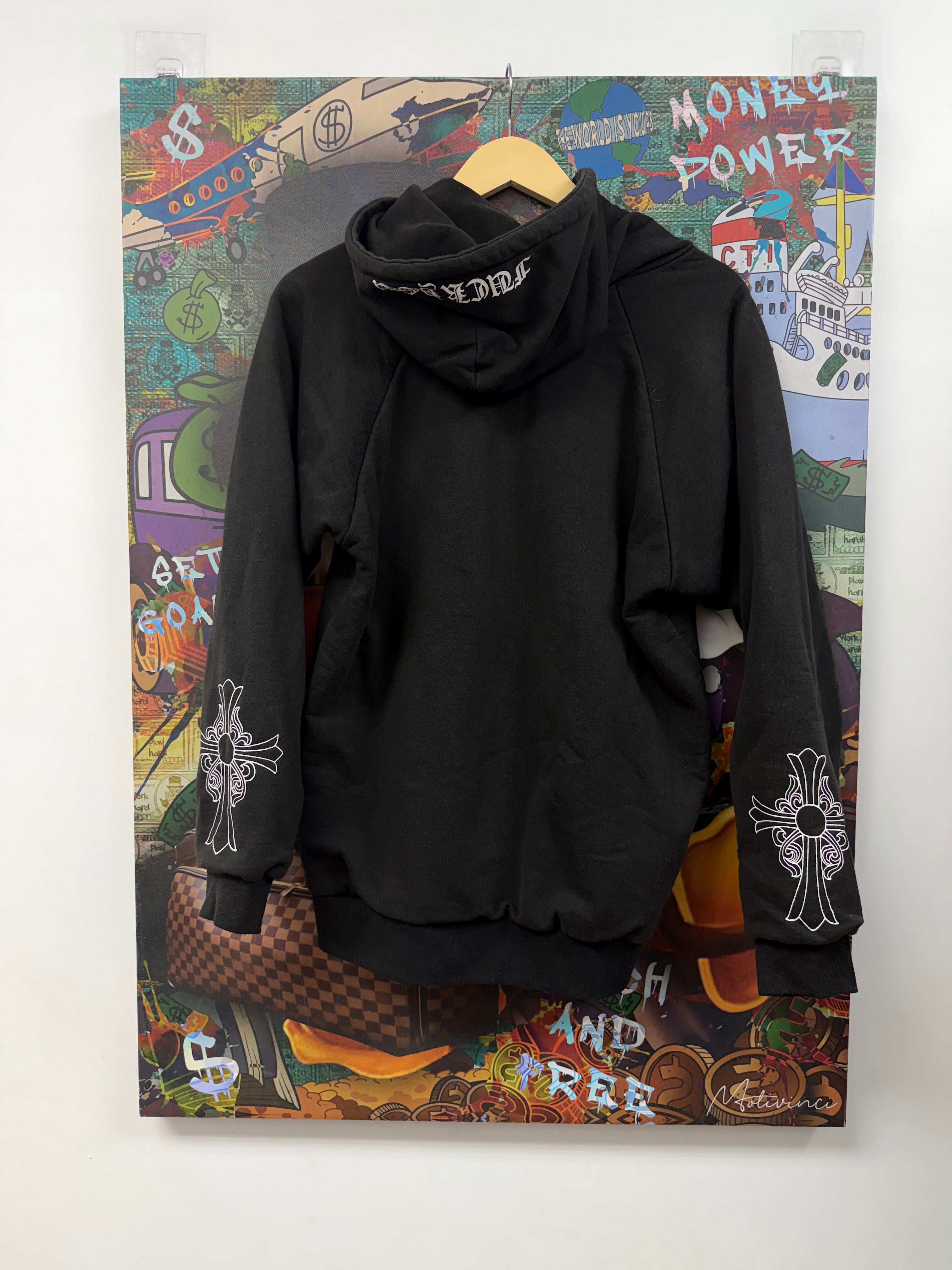 Chrome Hearts Black Vintage Thermal Zip Up Hoodie