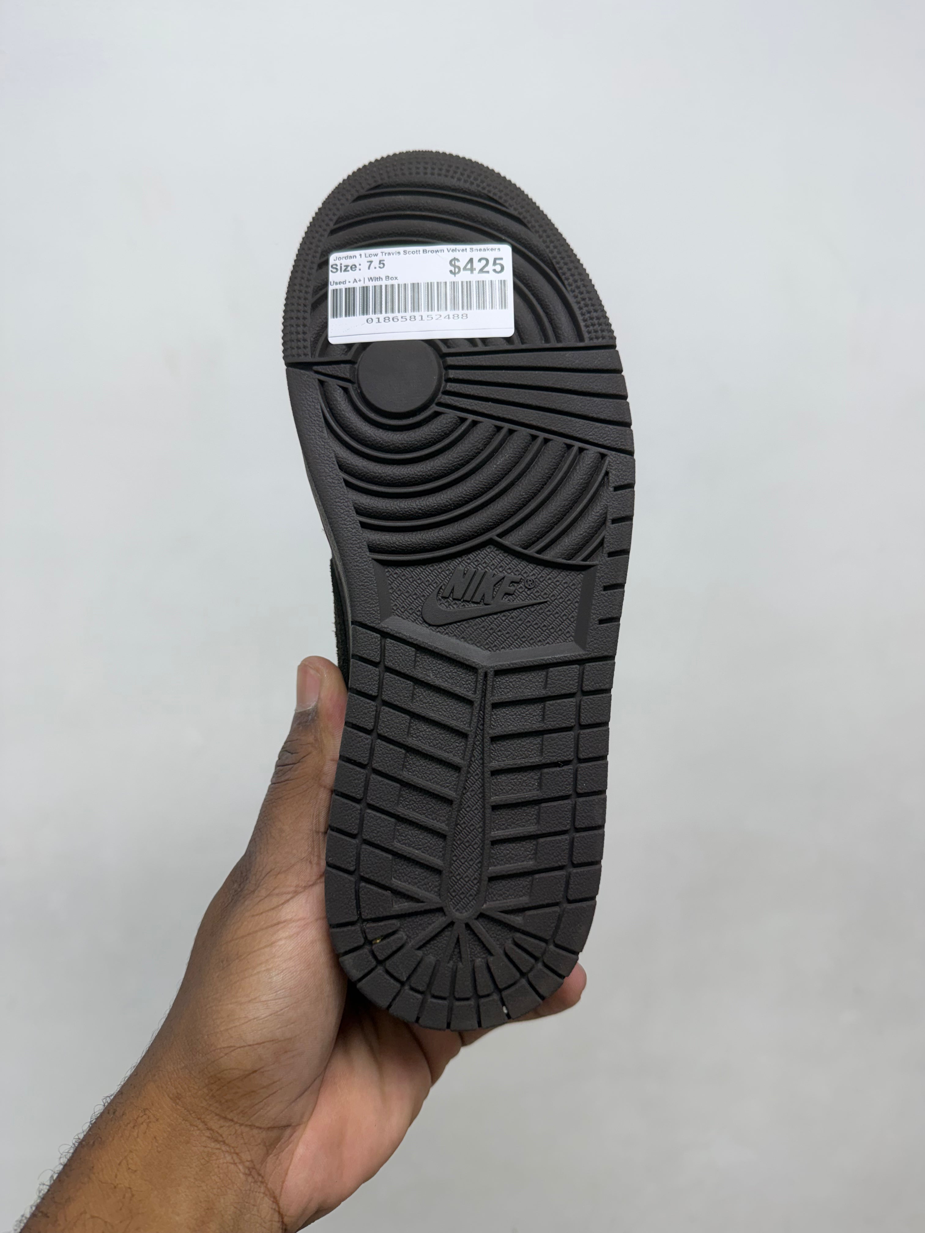 Jordan 1 Low Travis Scott Brown Velvet Sneakers