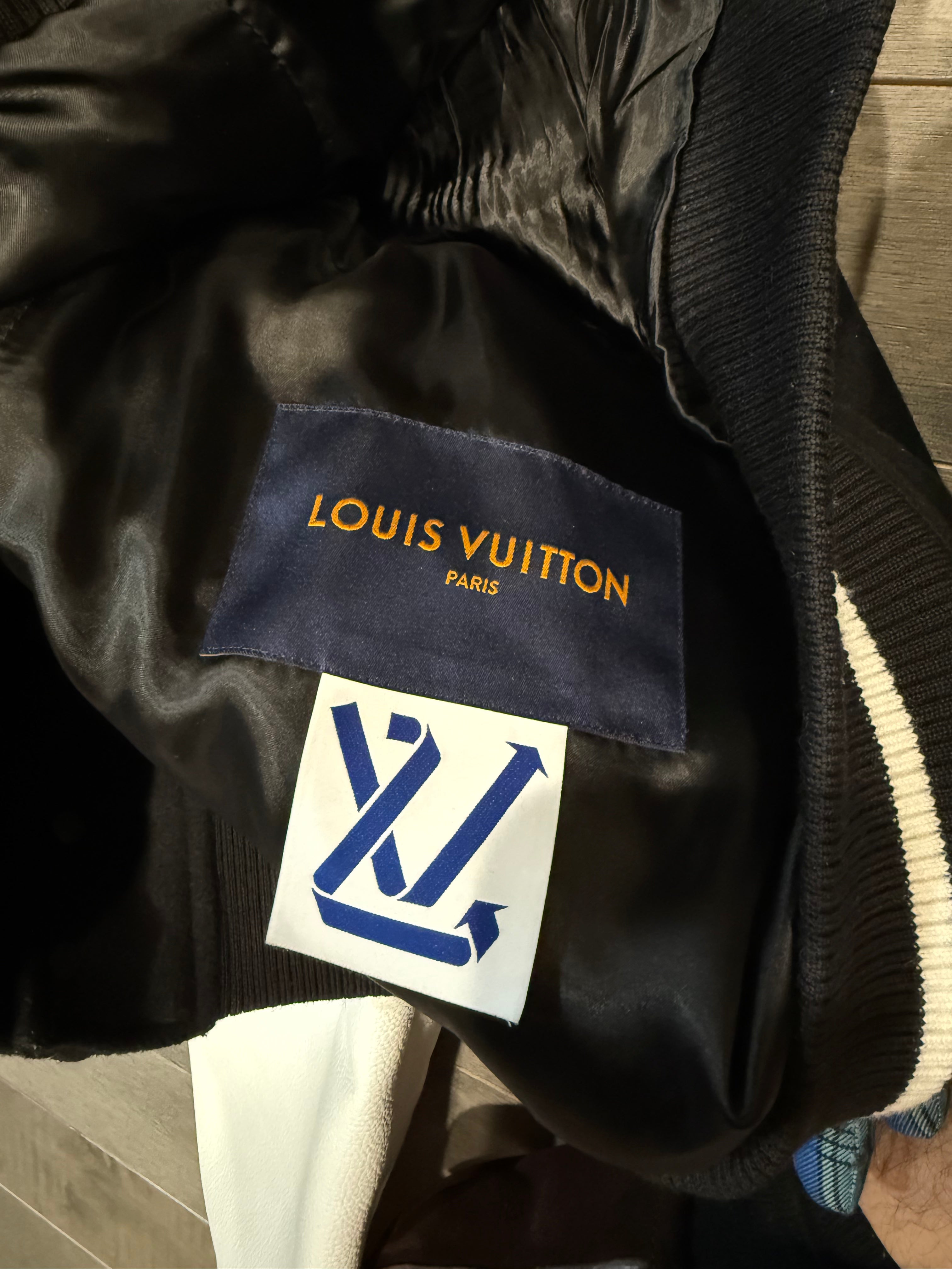 LV Puppet Varsity Jacket Black Used 58 N/A