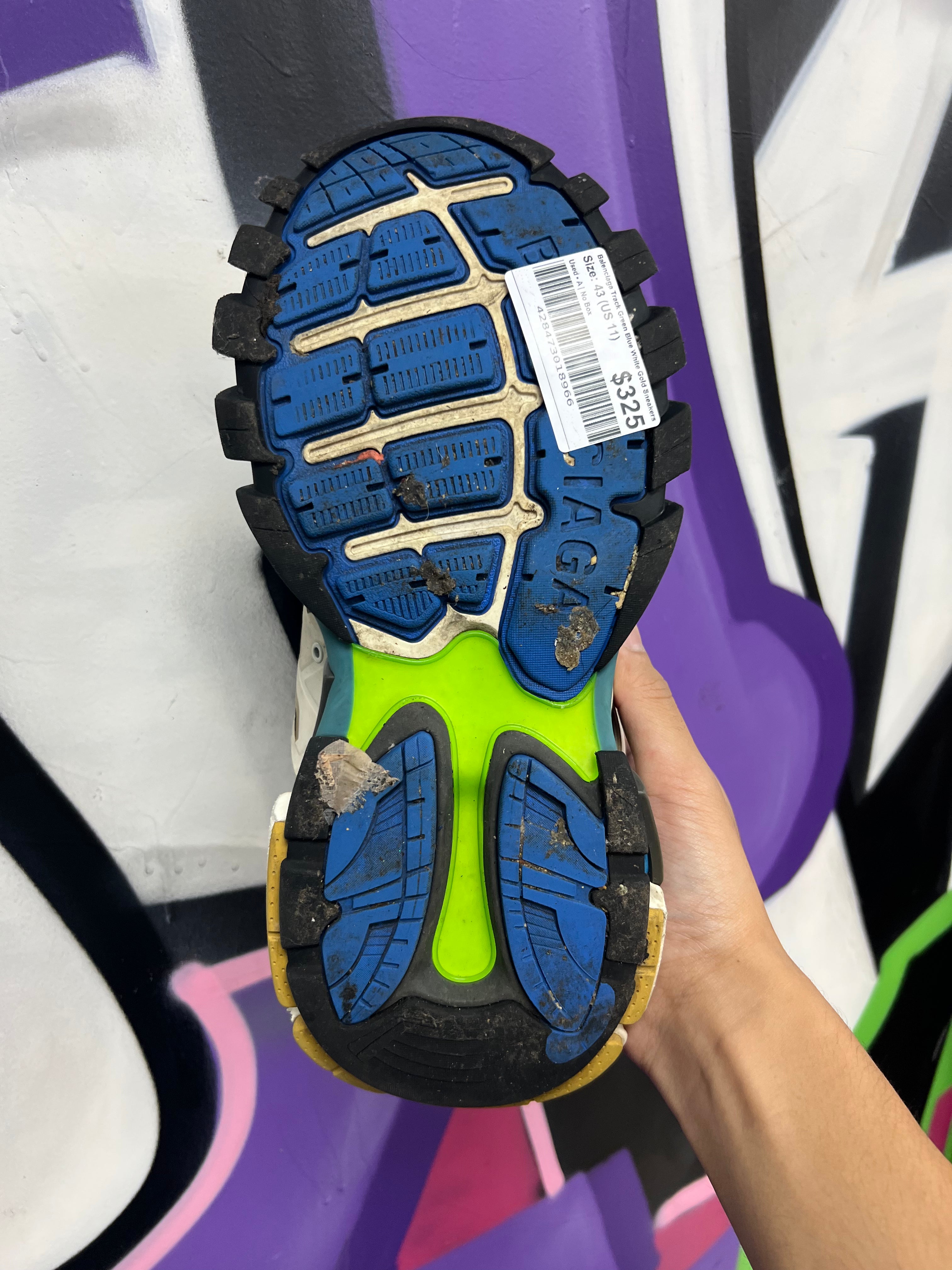 Balenciaga Track Green Blue White Gold Sneakers