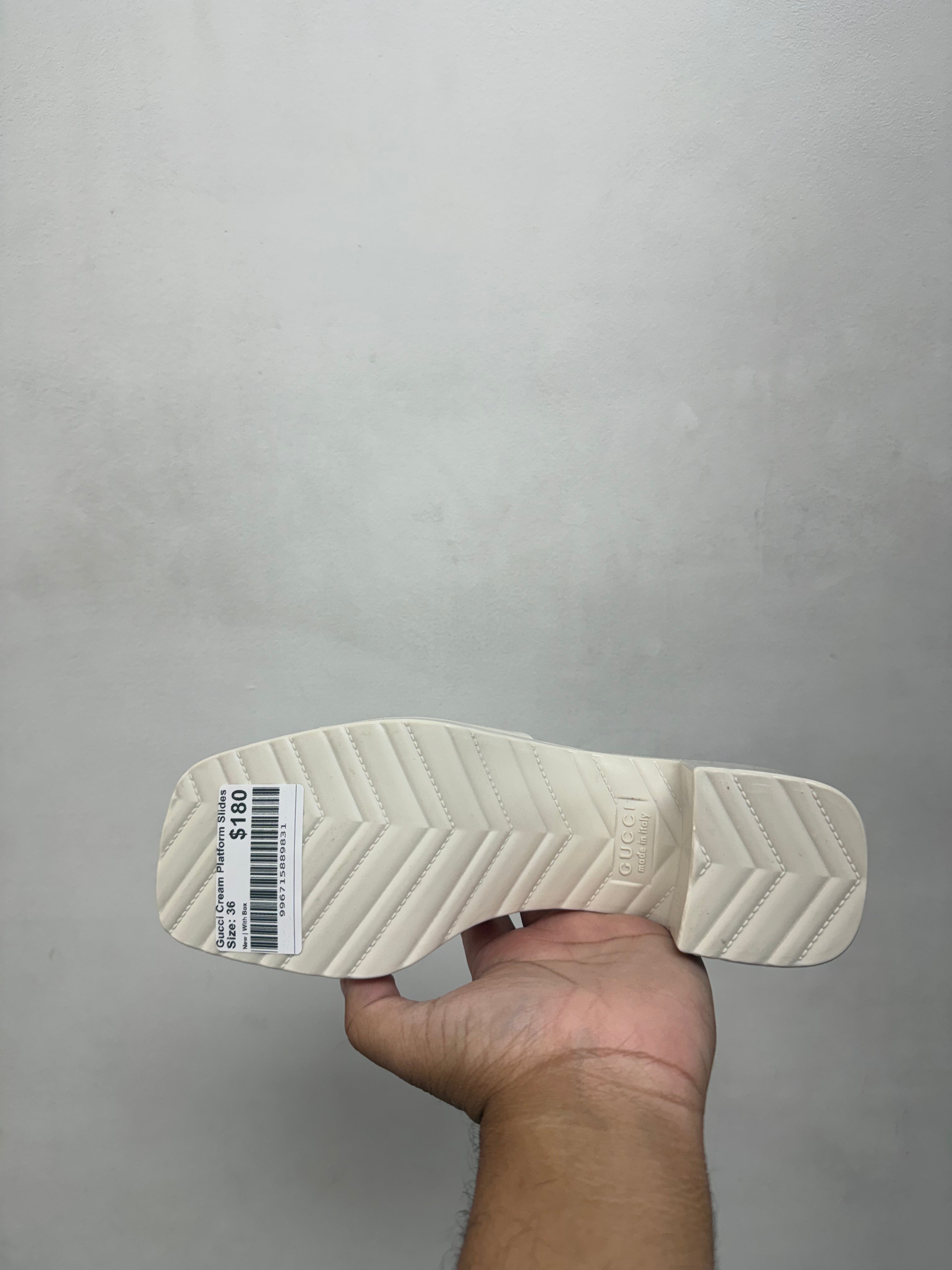 Gucci Cream Platform Slides