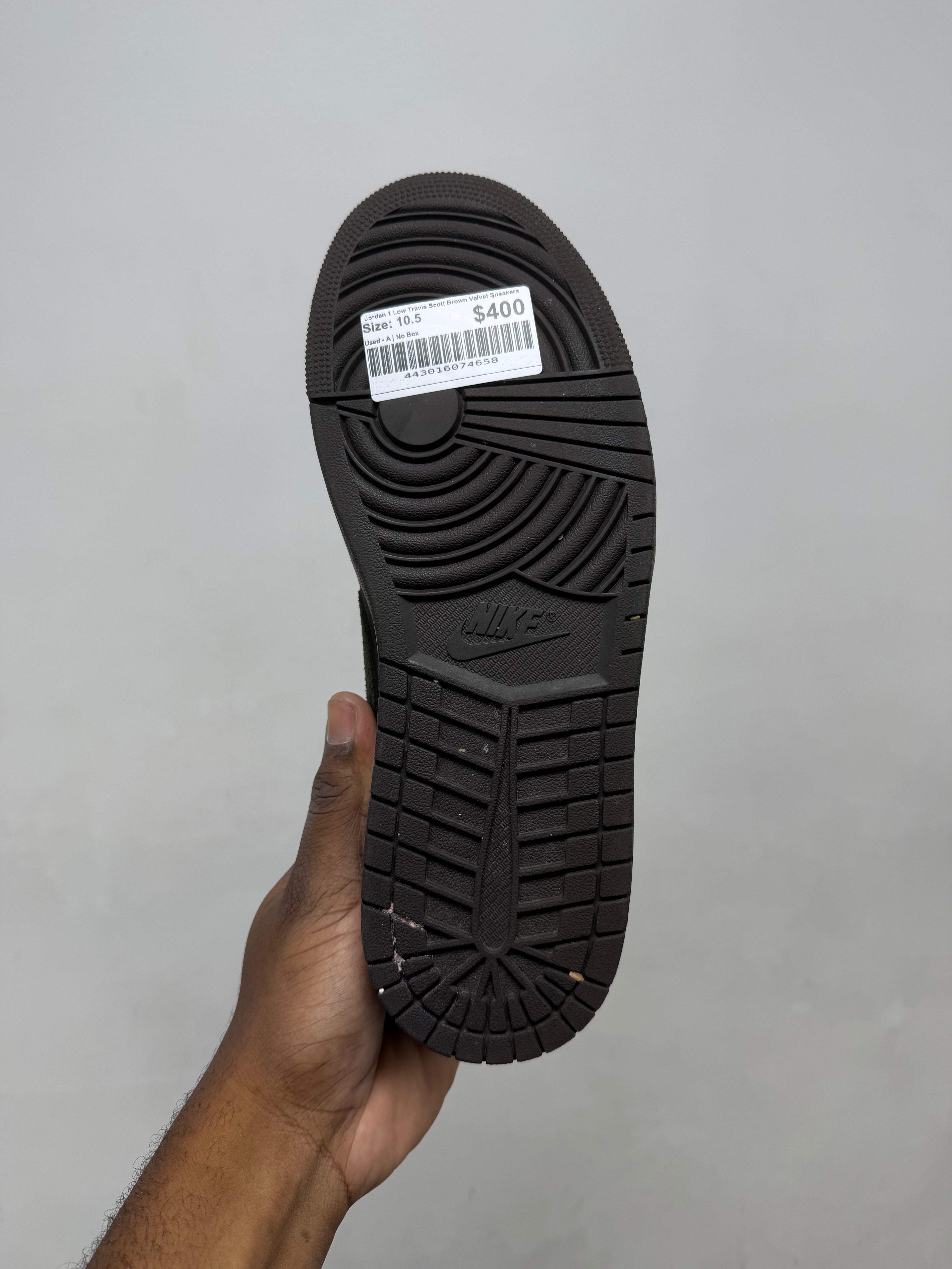 Jordan 1 Low Travis Scott Brown Velvet Sneakers