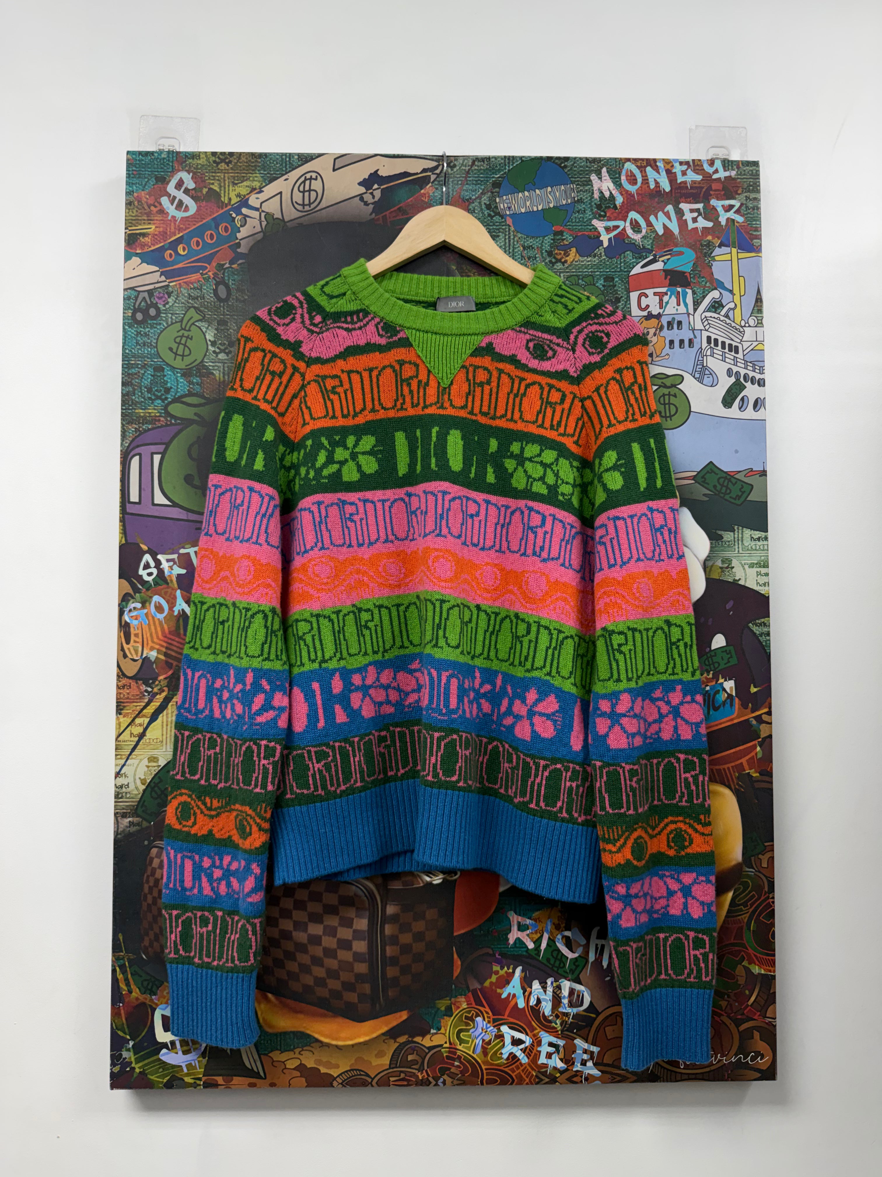 Dior Stussy Multi Color Wool Sweater