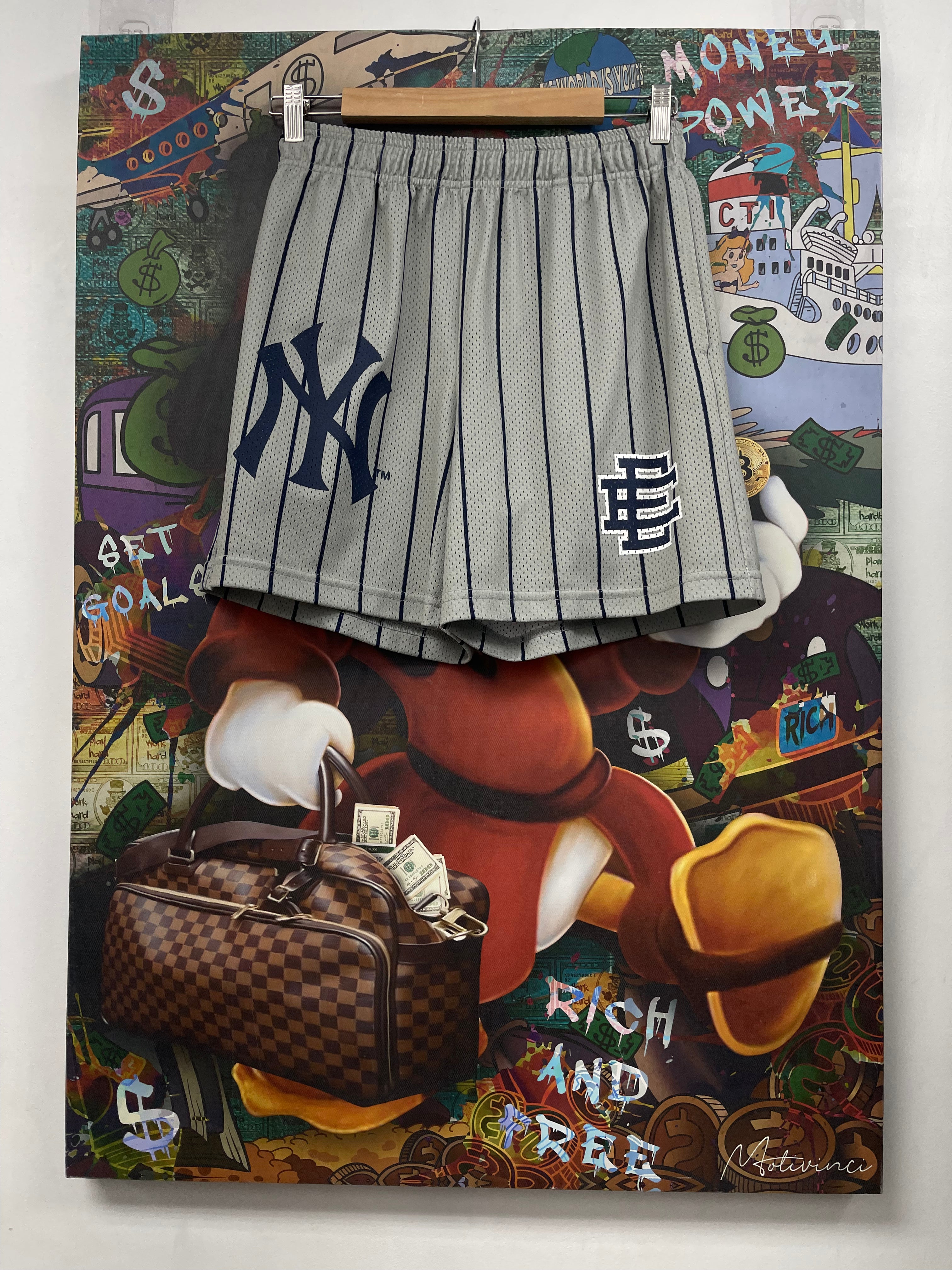 Eric Emanuel Grey Yankees Pinstripe Shorts