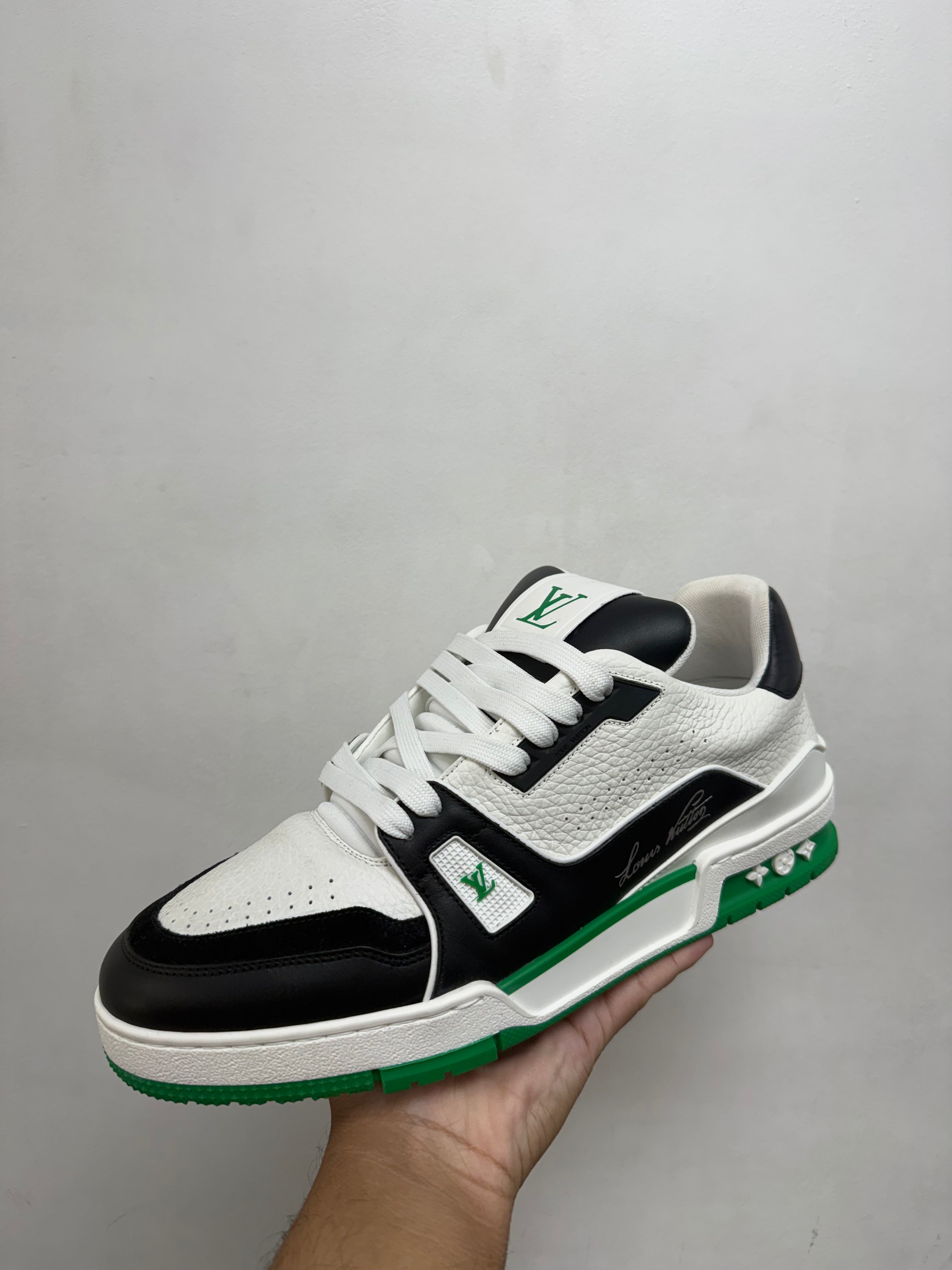 Louis Vuitton Black Green Trainer Sneakers
