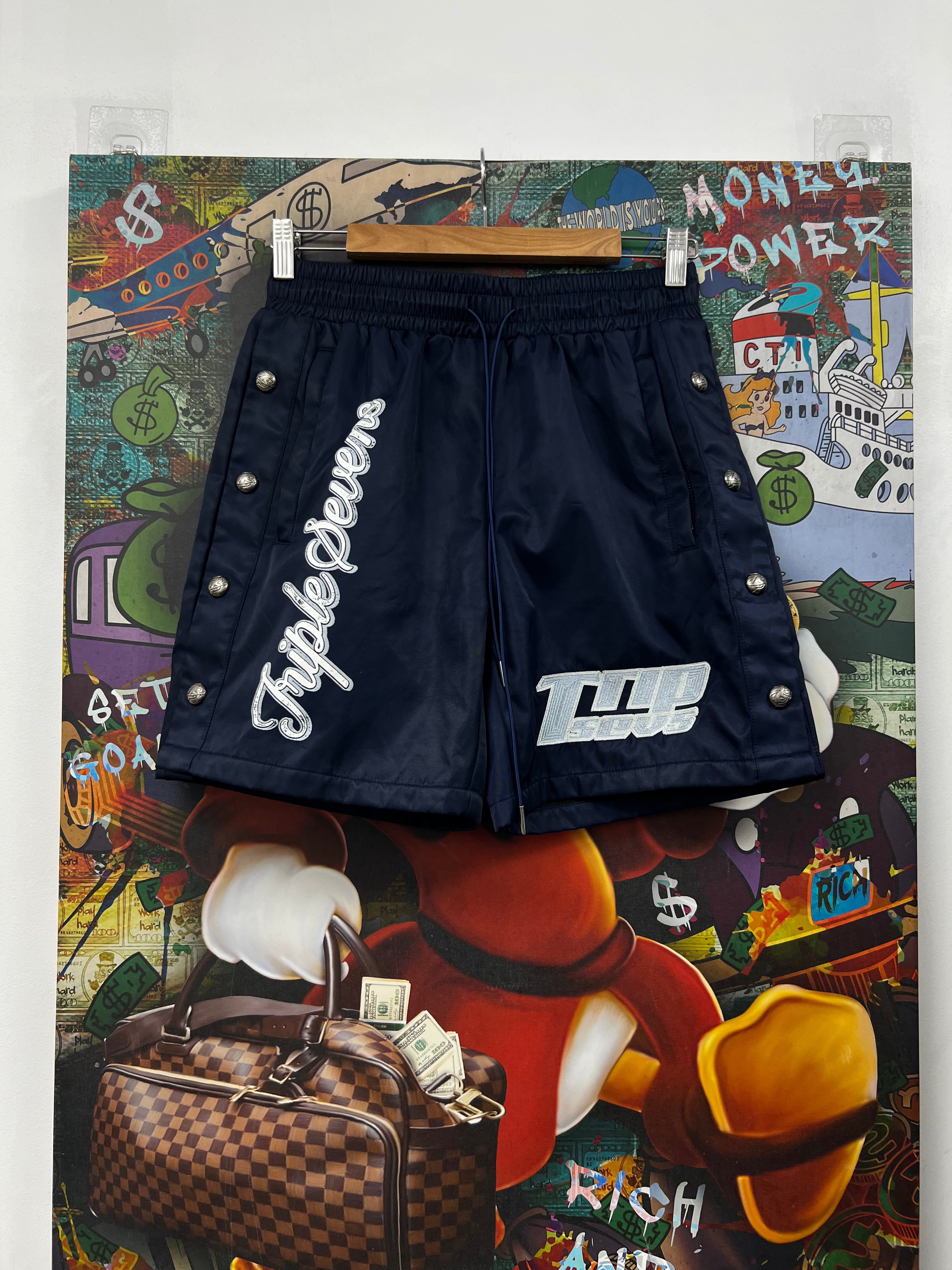 Triple Sevens Navy Nylon Shorts