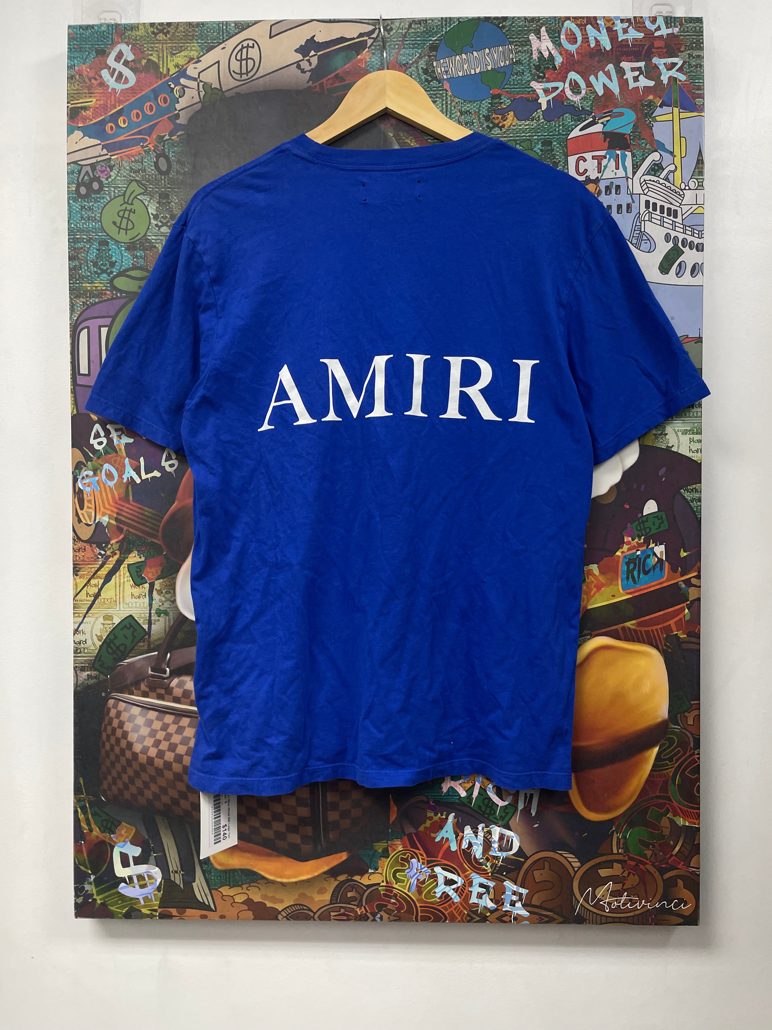 Amiri Blue White MA Logo Tee
