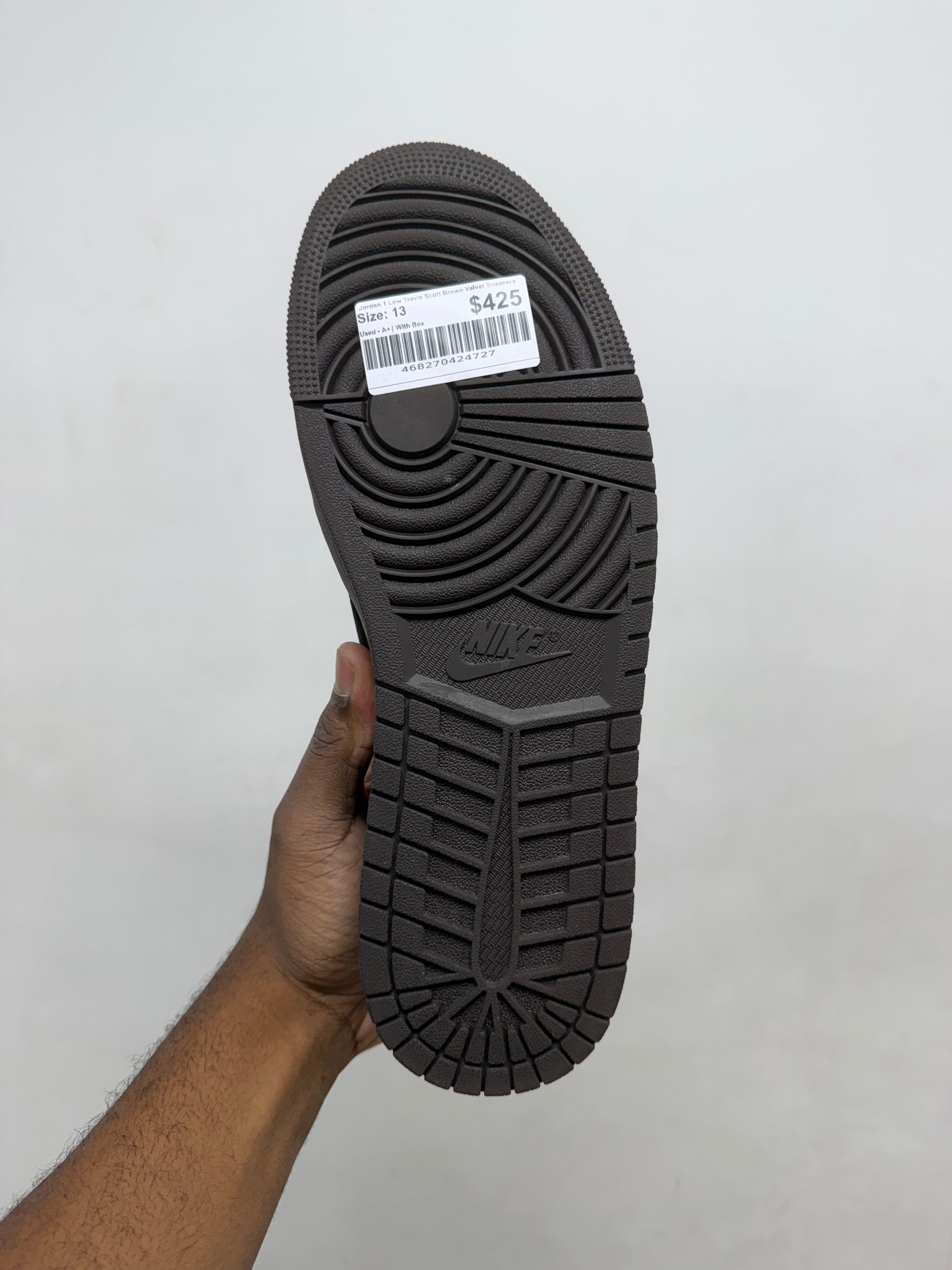 Jordan 1 Low Travis Scott Brown Velvet Sneakers