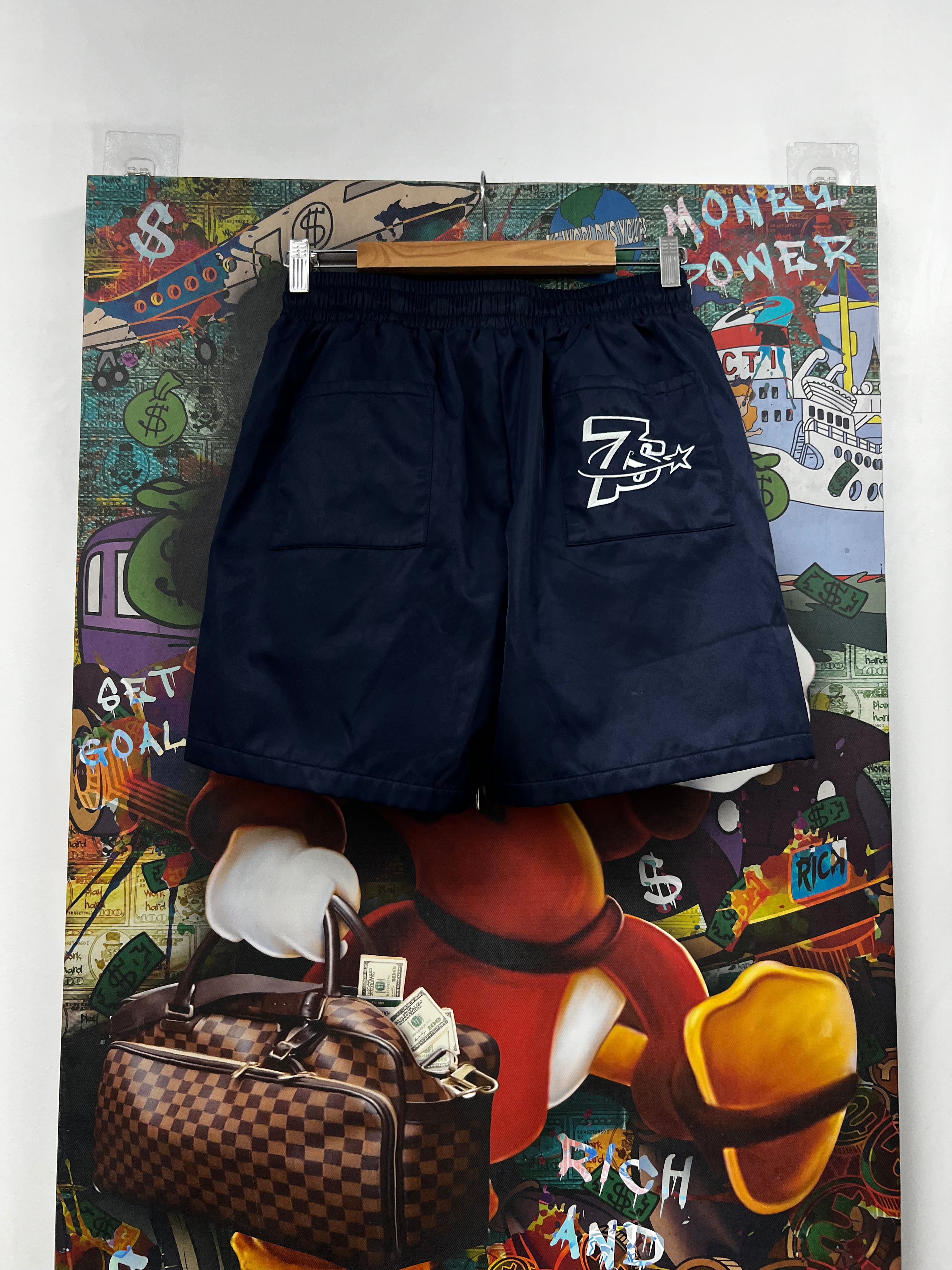Triple Sevens Navy Nylon Shorts