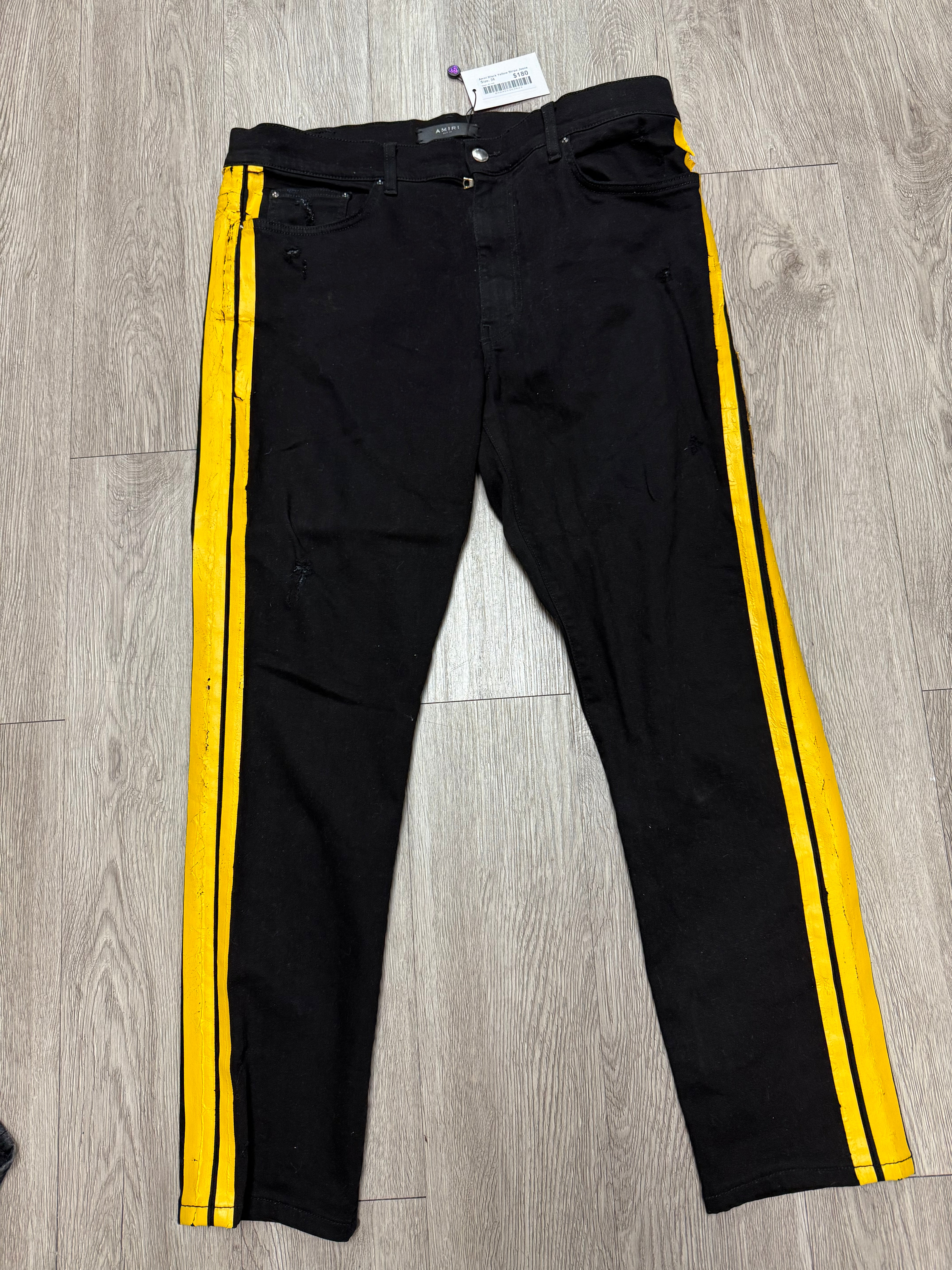 Amiri Black Yellow Stripe Jeans