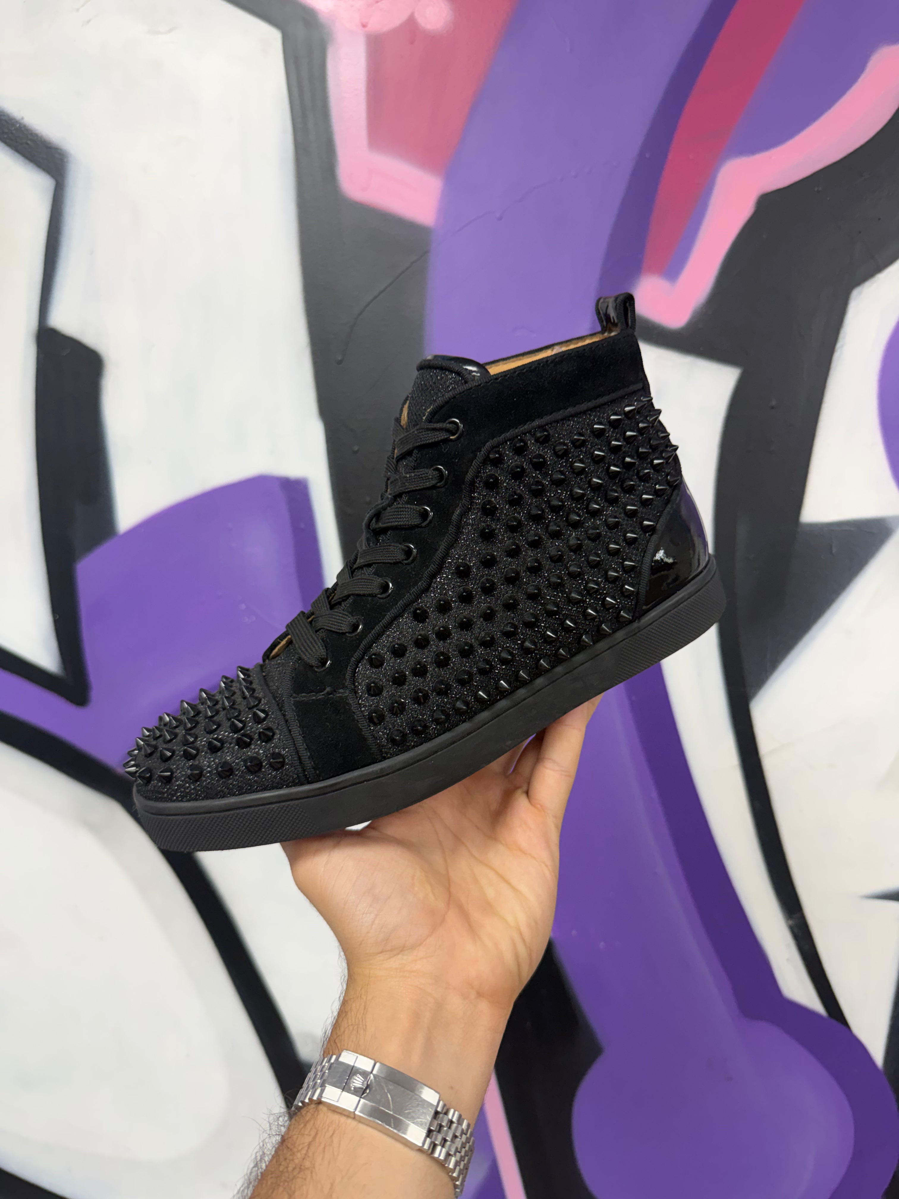 Christian Louboutin Black Glitter Orlato Sneakers