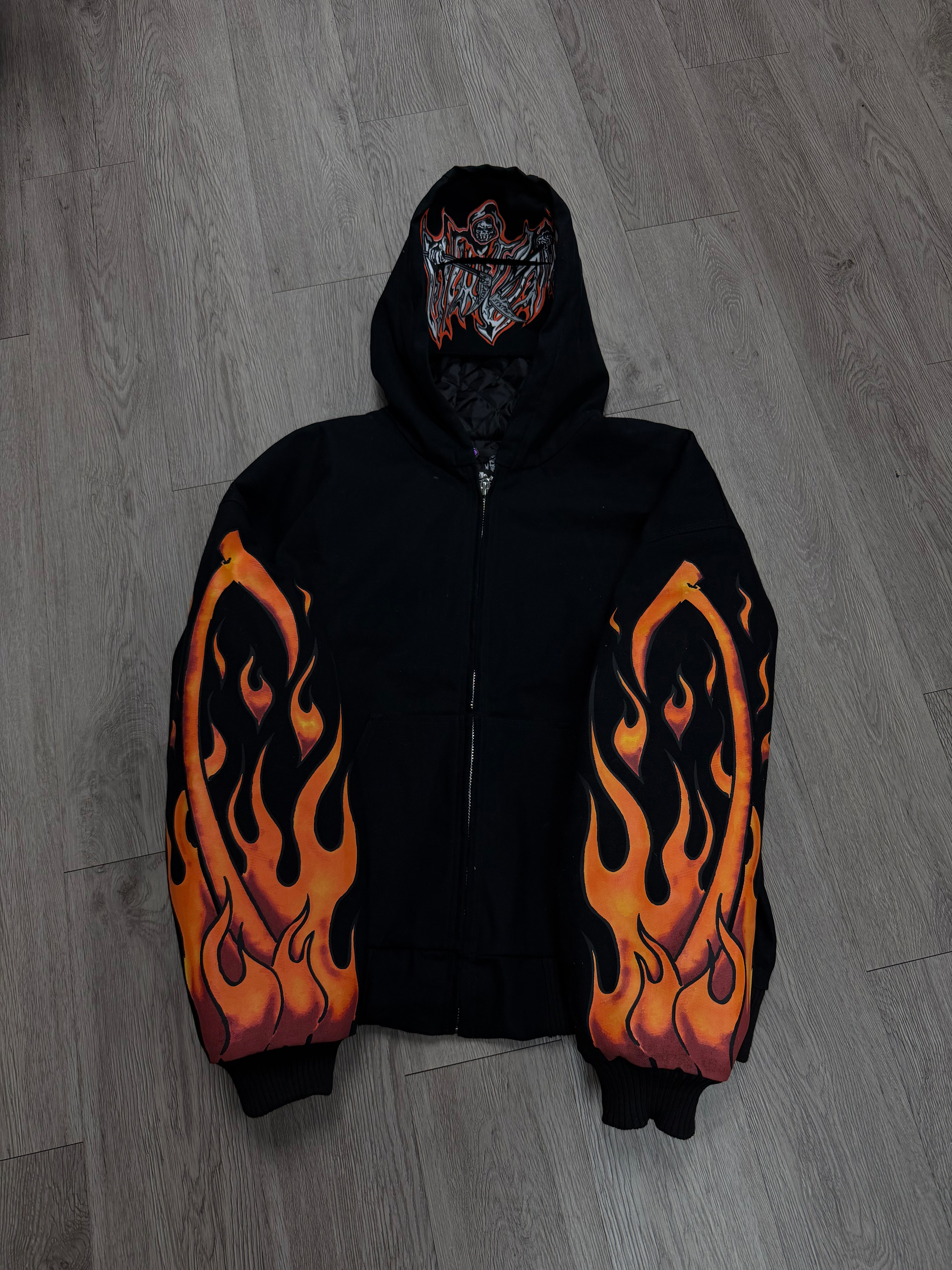 Warren Lotas Carhartt Black Orange Flame Jacket