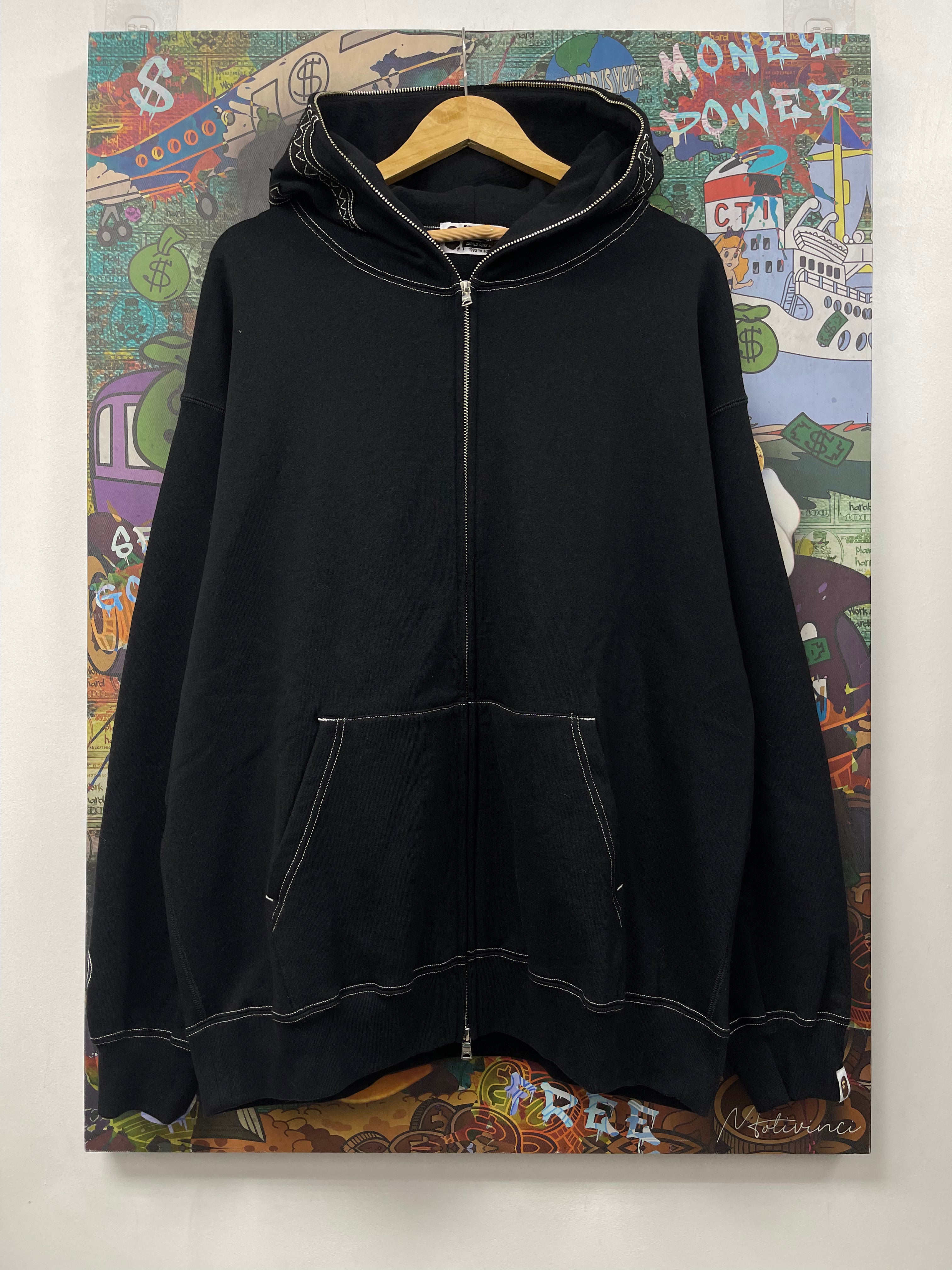 BAPE Black White Stitch Shark Zip Up