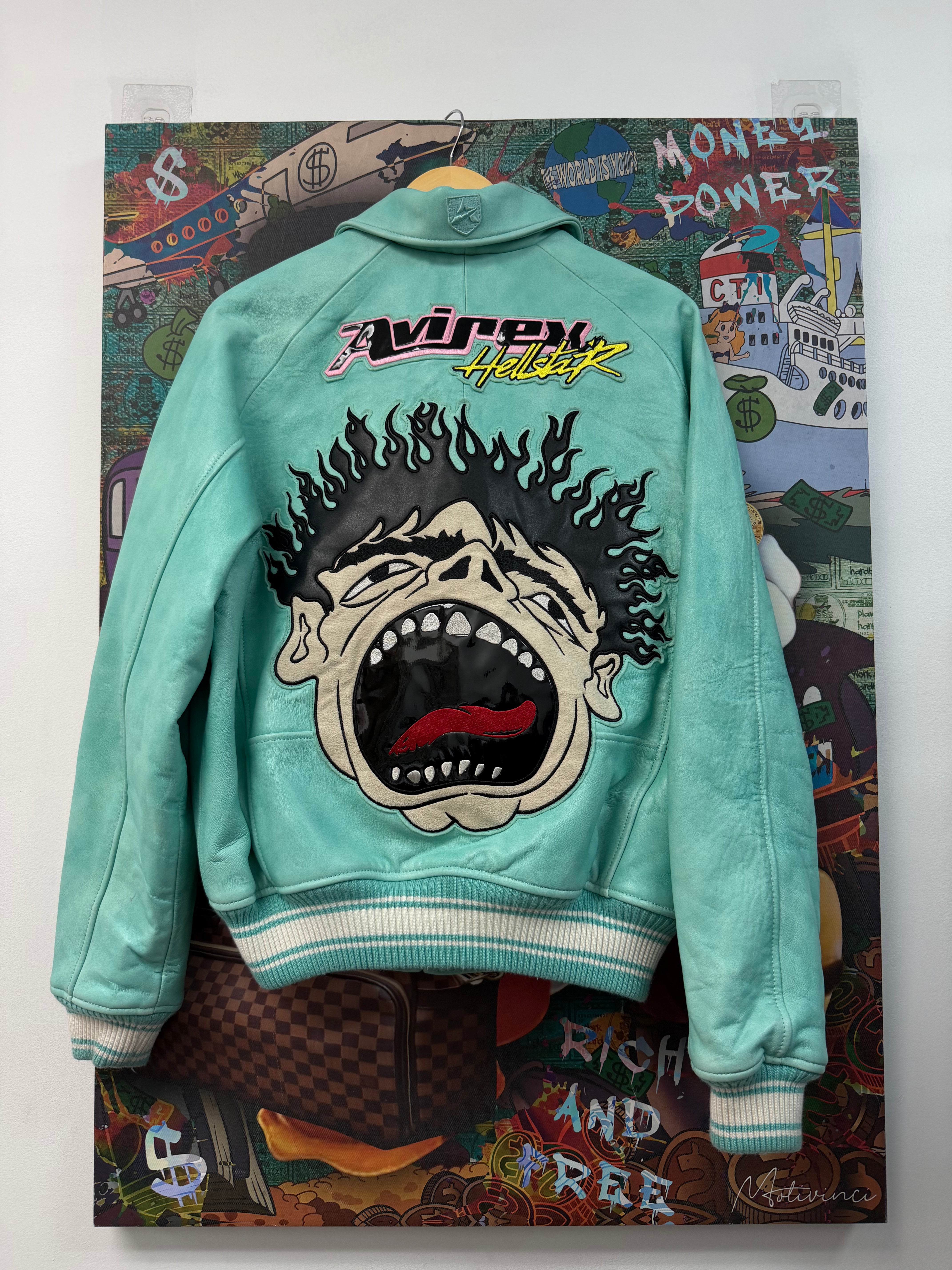Hellstar x Avirex Teal Face Varsity Jacket
