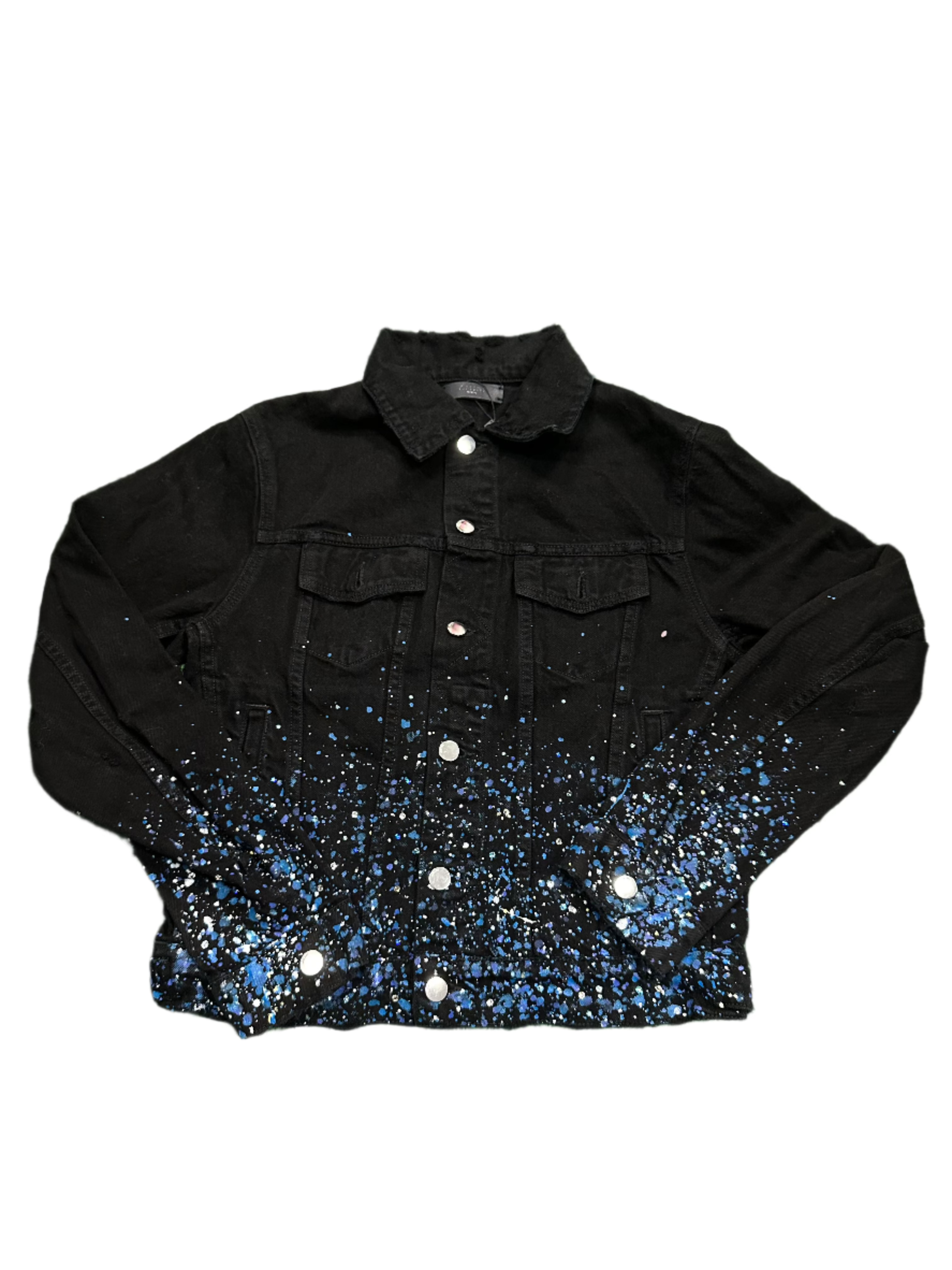 Amiri Paint Splatter Crystal Black Jean Jacket