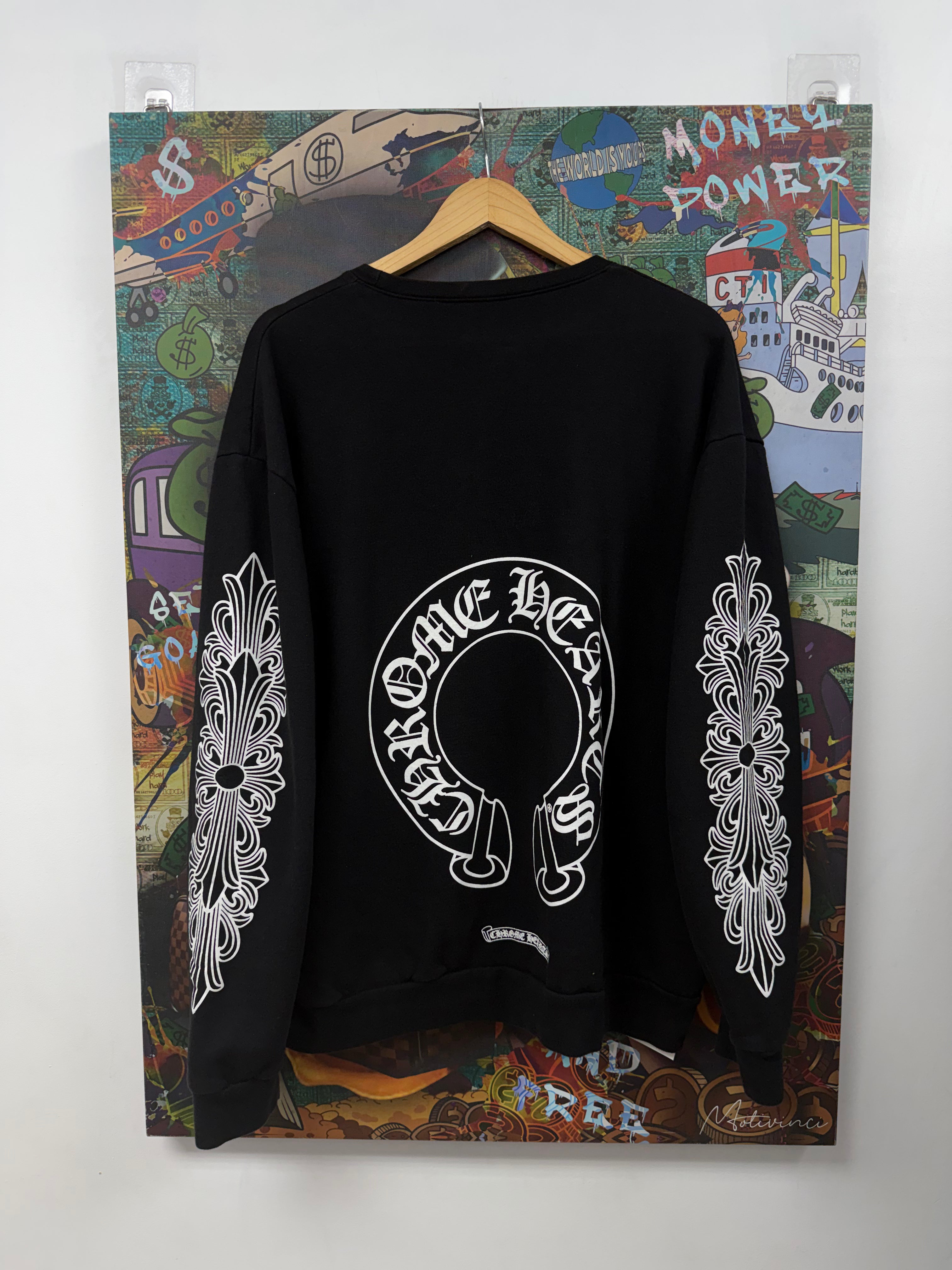 Chrome Hearts Black Floral Horseshoe Crewneck