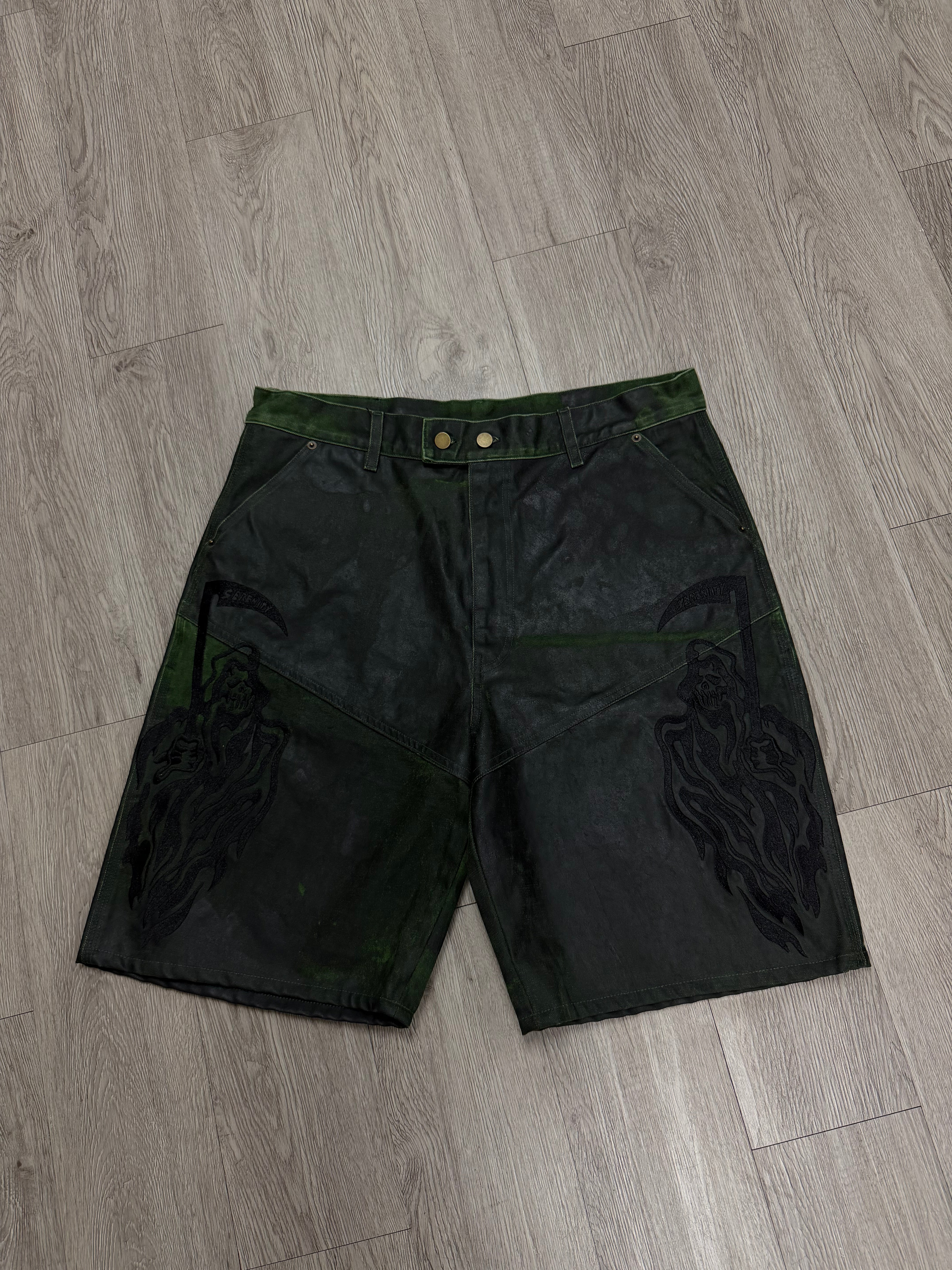 Warren Lotas Jean Green Black Serenity Shorts