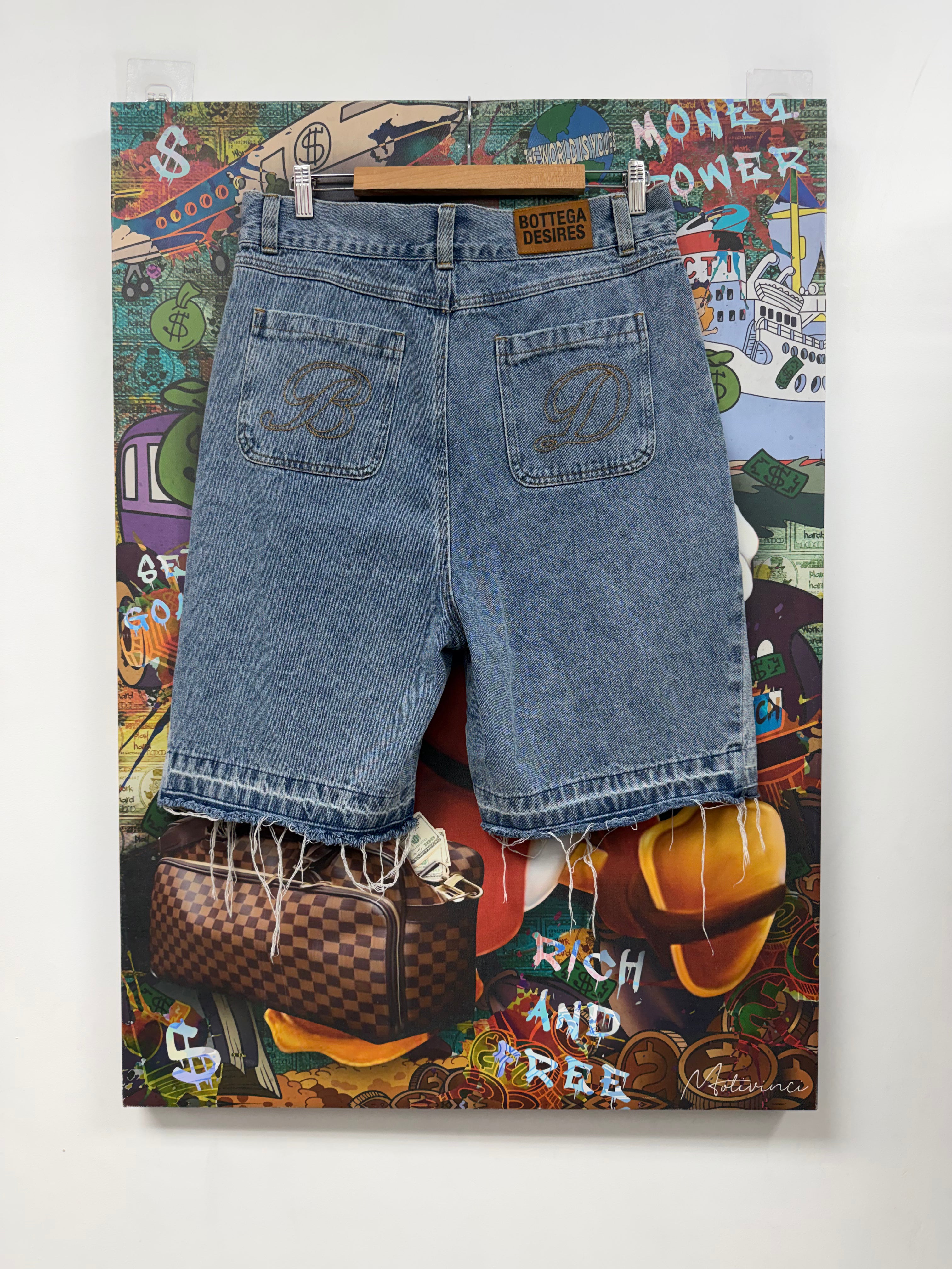 Bottega Desires Light Wash Arc Jean Shorts