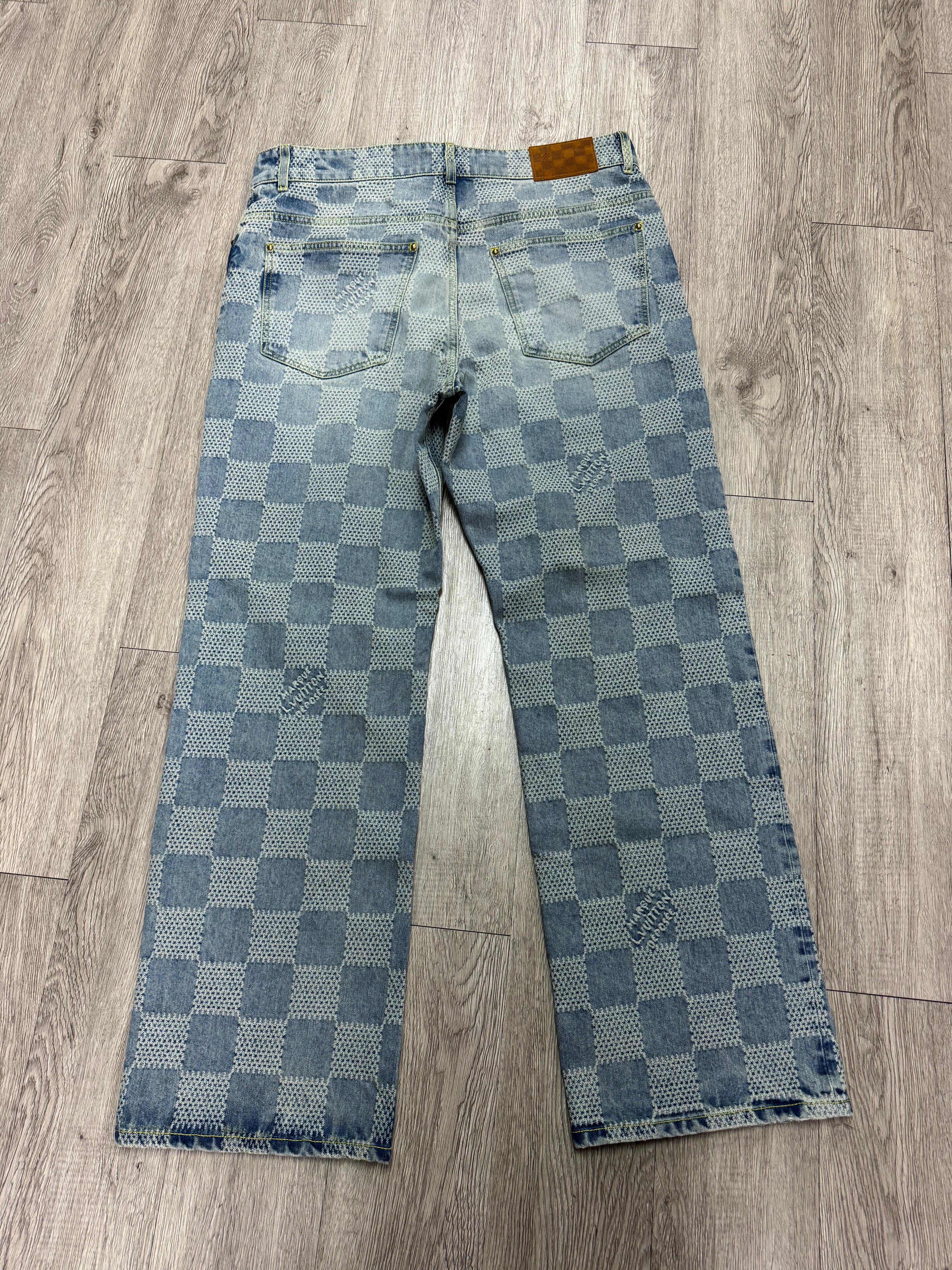 Louis Vuitton Light Wash Damier Marque Jeans