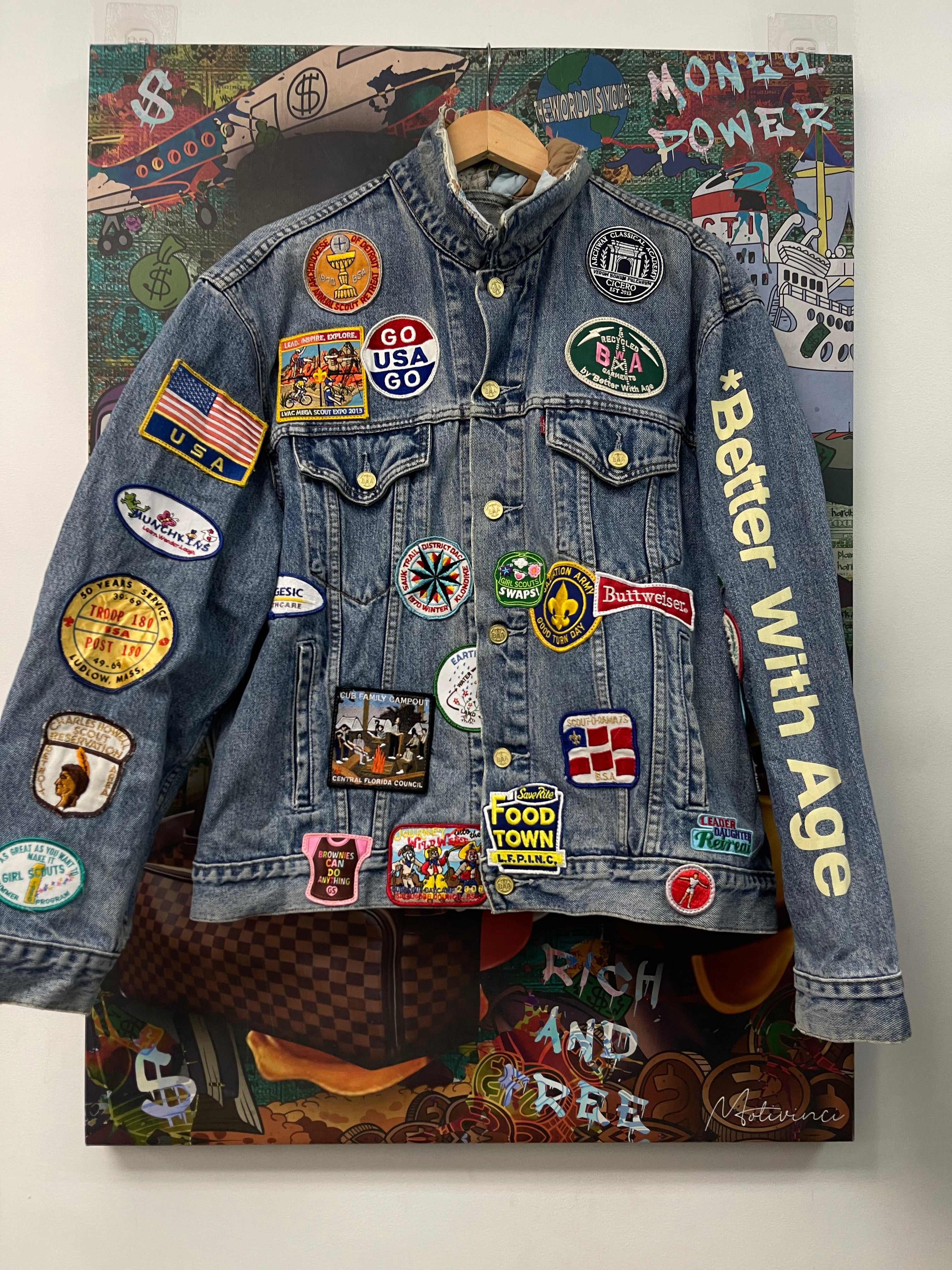 Better With Age Light Wash Patchwork Denim Jacket