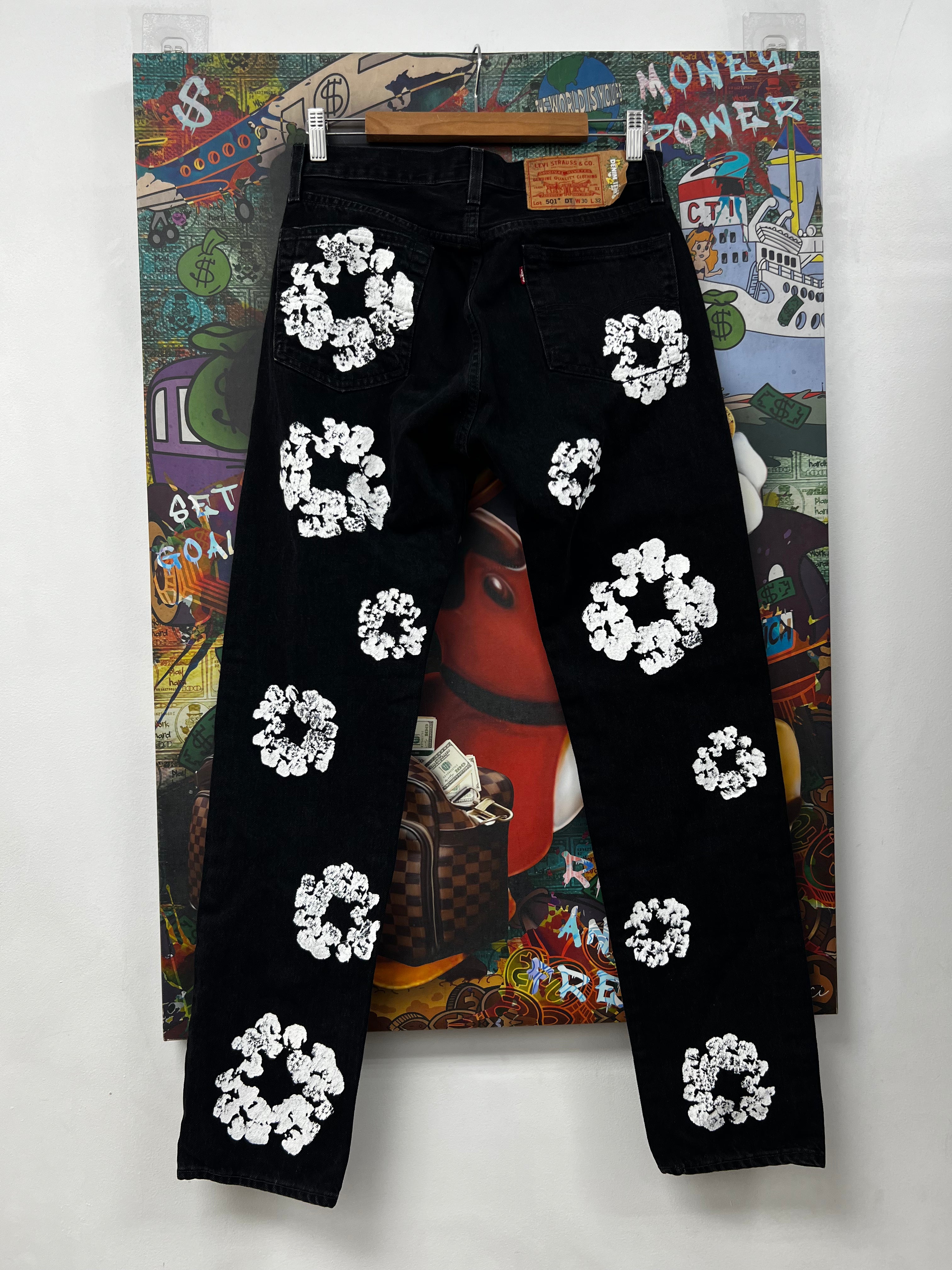 Denim Tears Black White Wreath Jeans