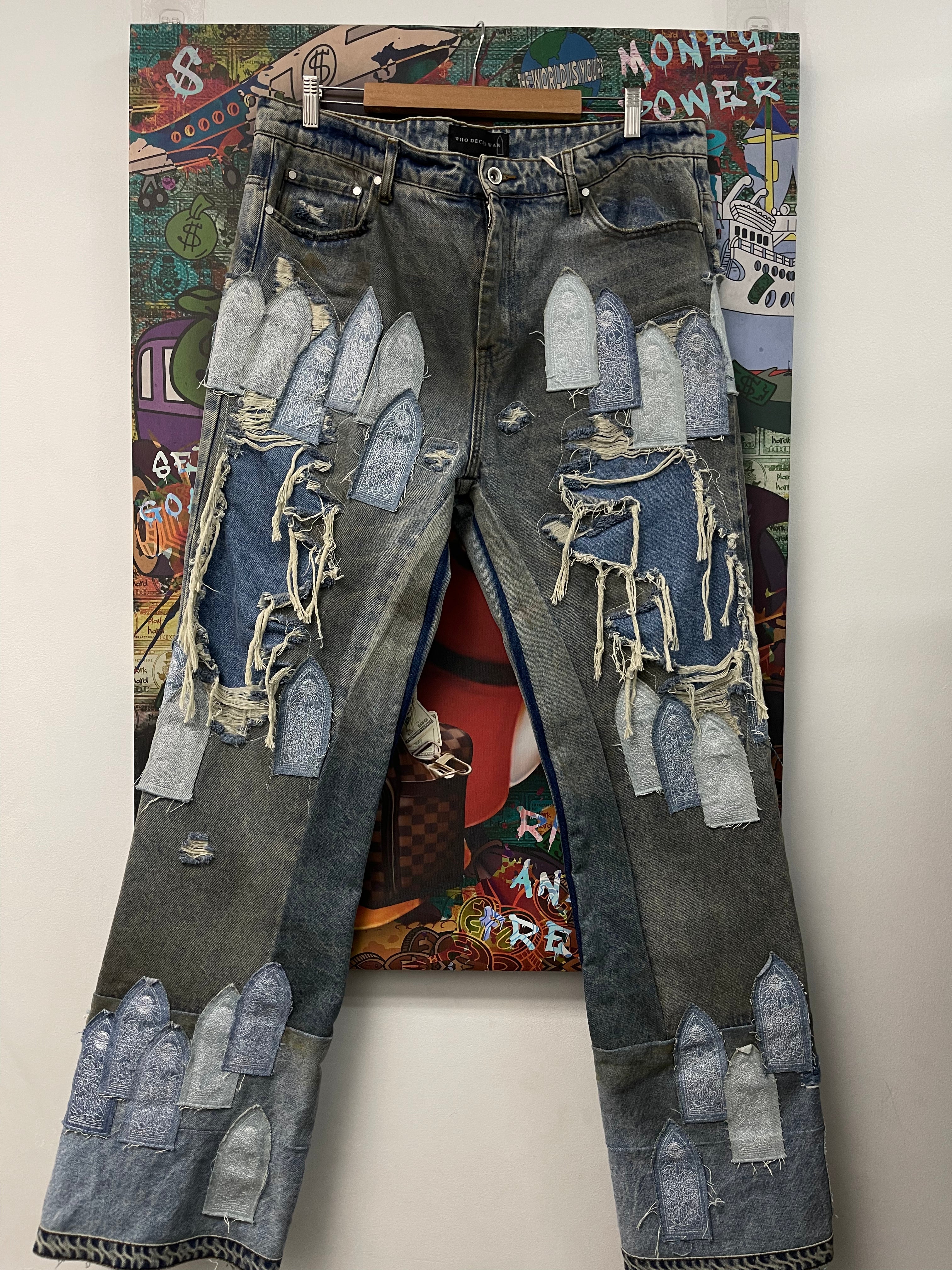 Who Decides War Patched Arch Repaired Blowout Jeans