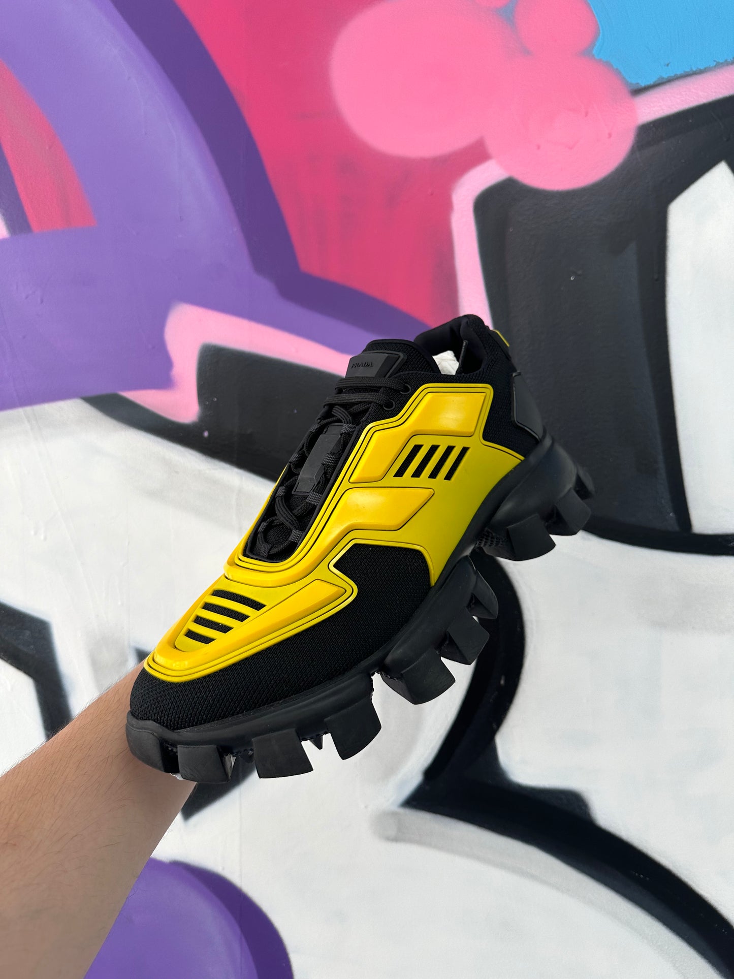 Prada Cloud Bust Black Yellow Used US13.5 With Box