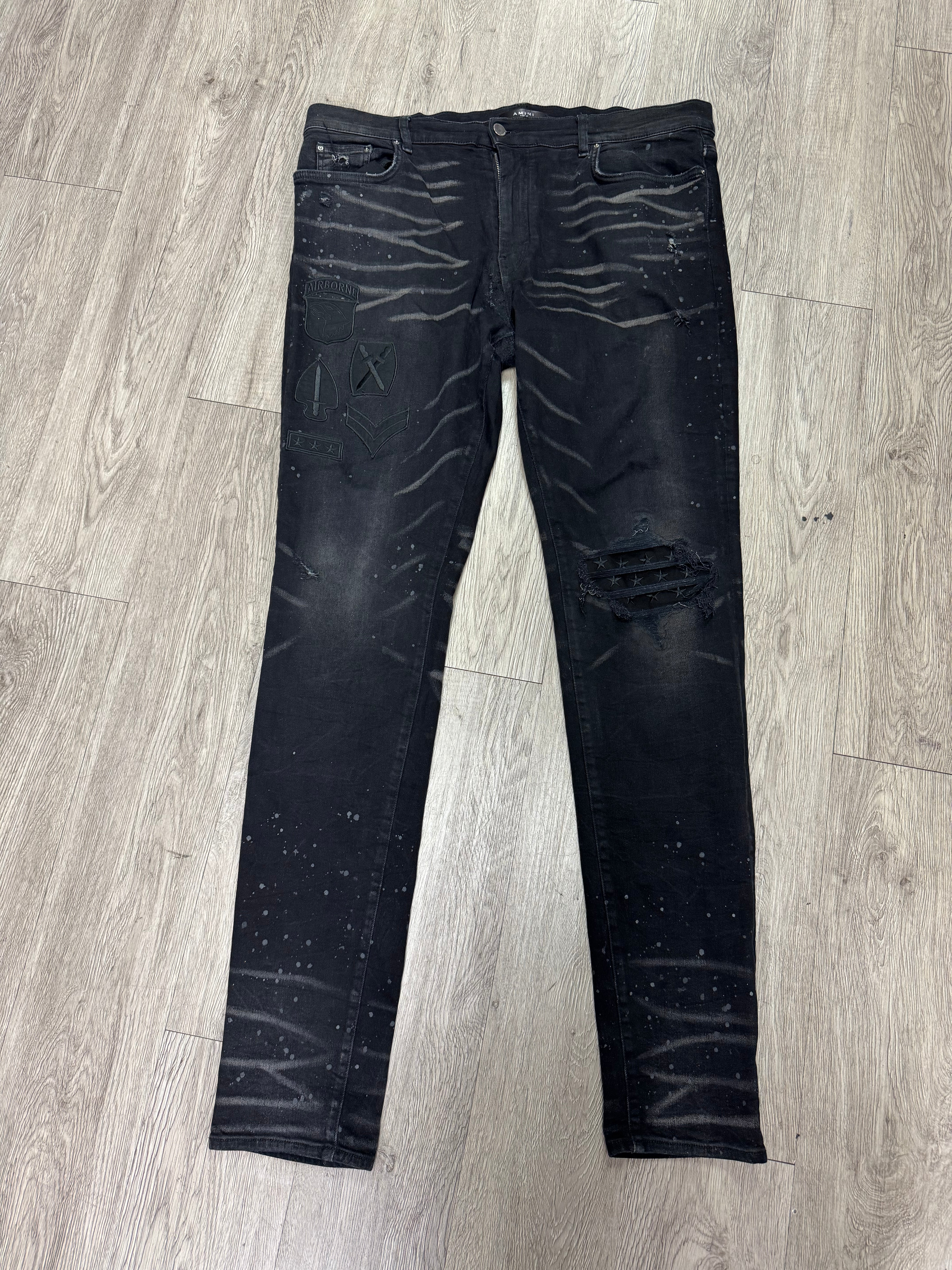 Amiri Black Wash Airborne Patchwork Jeans