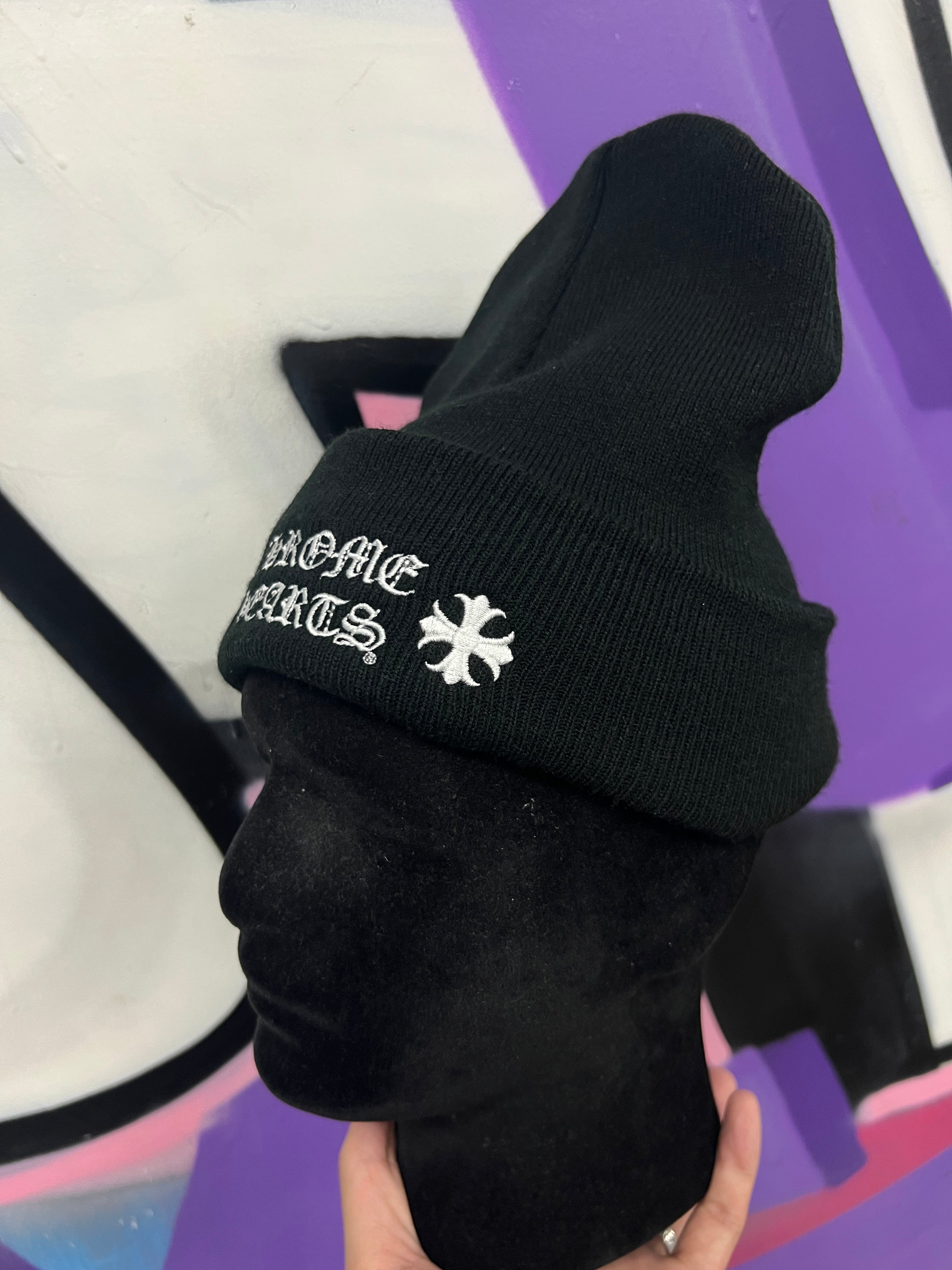 Chrome Hearts Back White Plus Logo Beanie