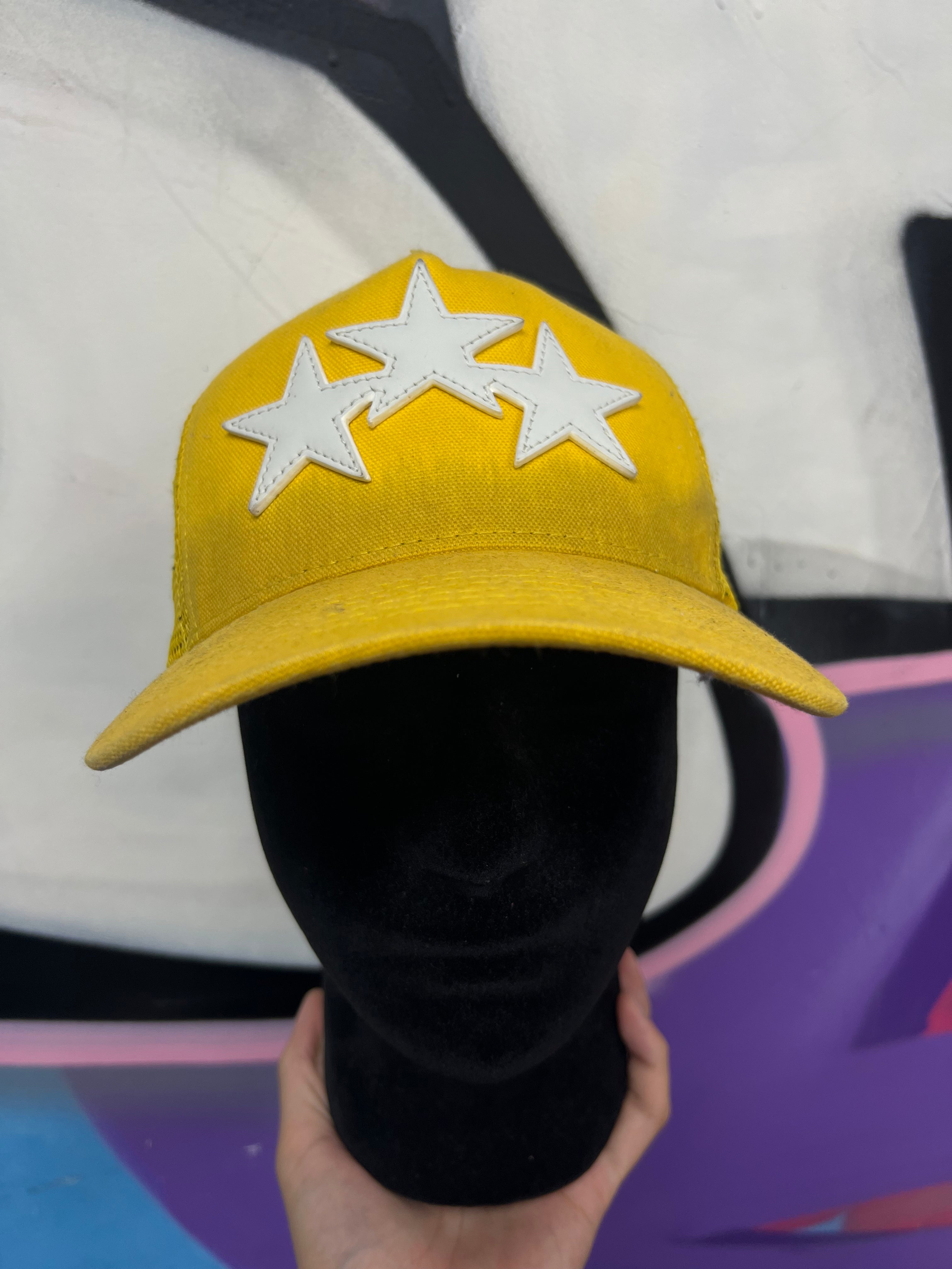 Amiri Yellow White 3 Star Trucker Hat