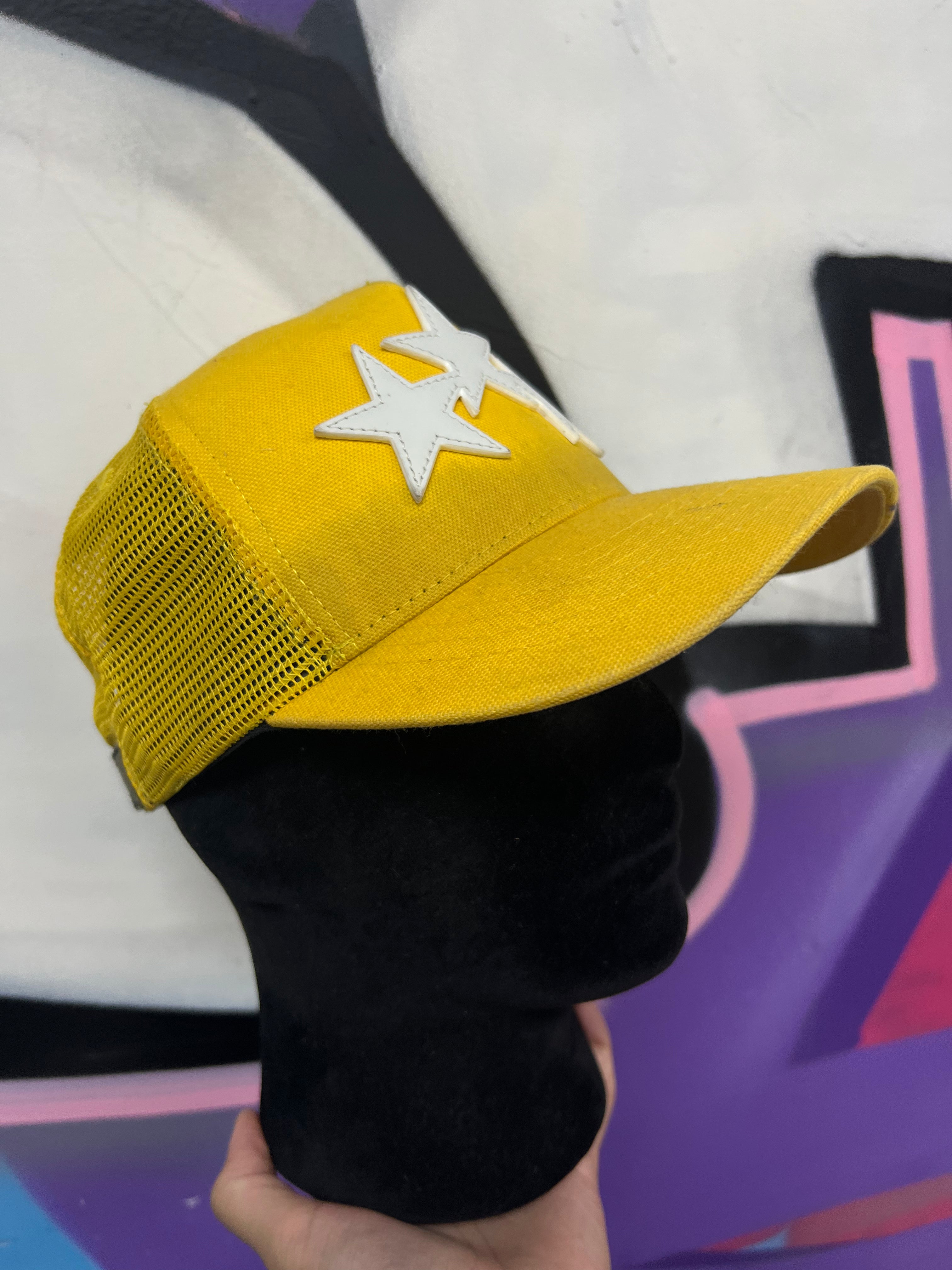 Amiri Yellow White 3 Star Trucker Hat