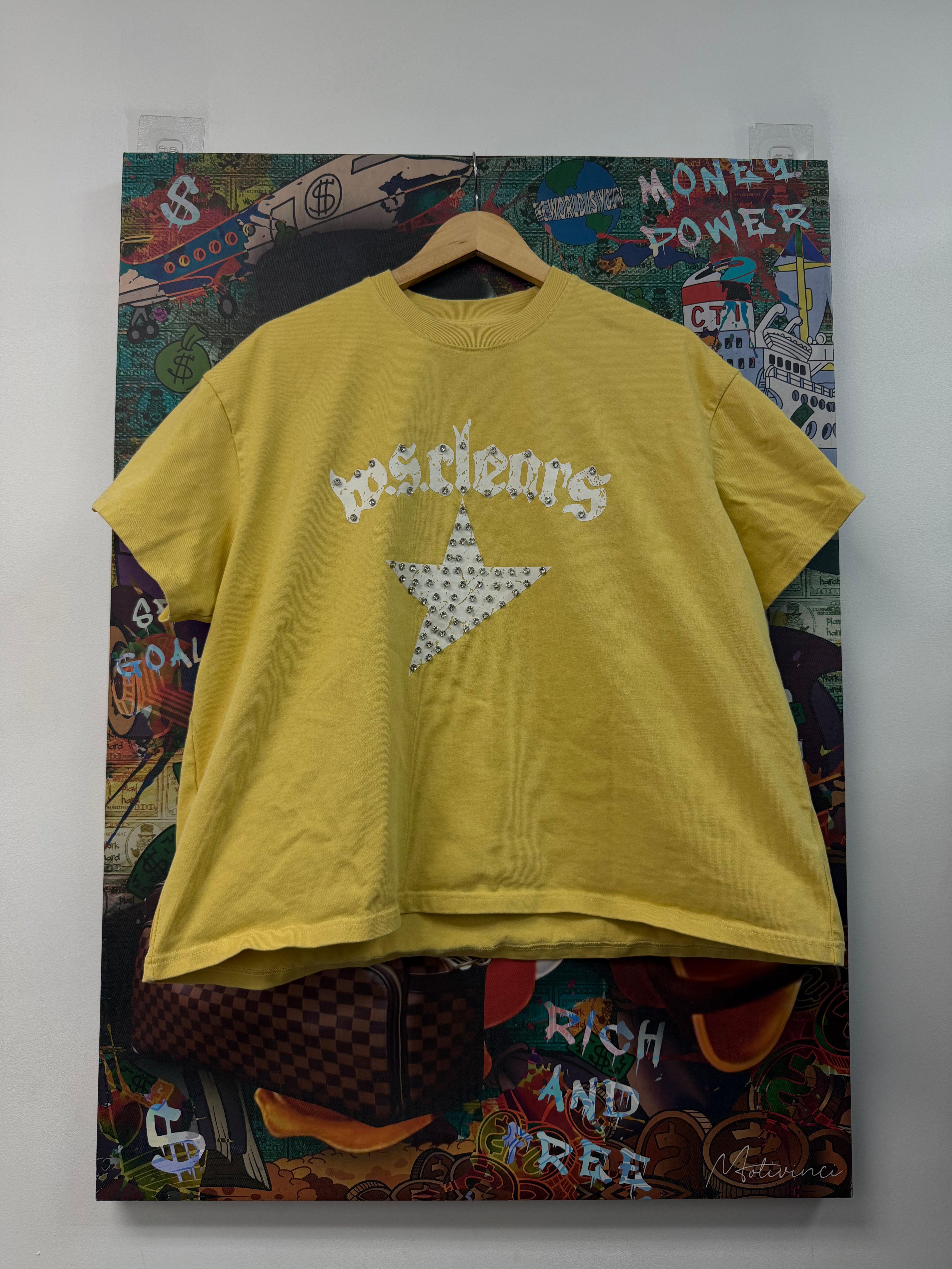 When Smoke Clears Yellow Chest Logo Tee