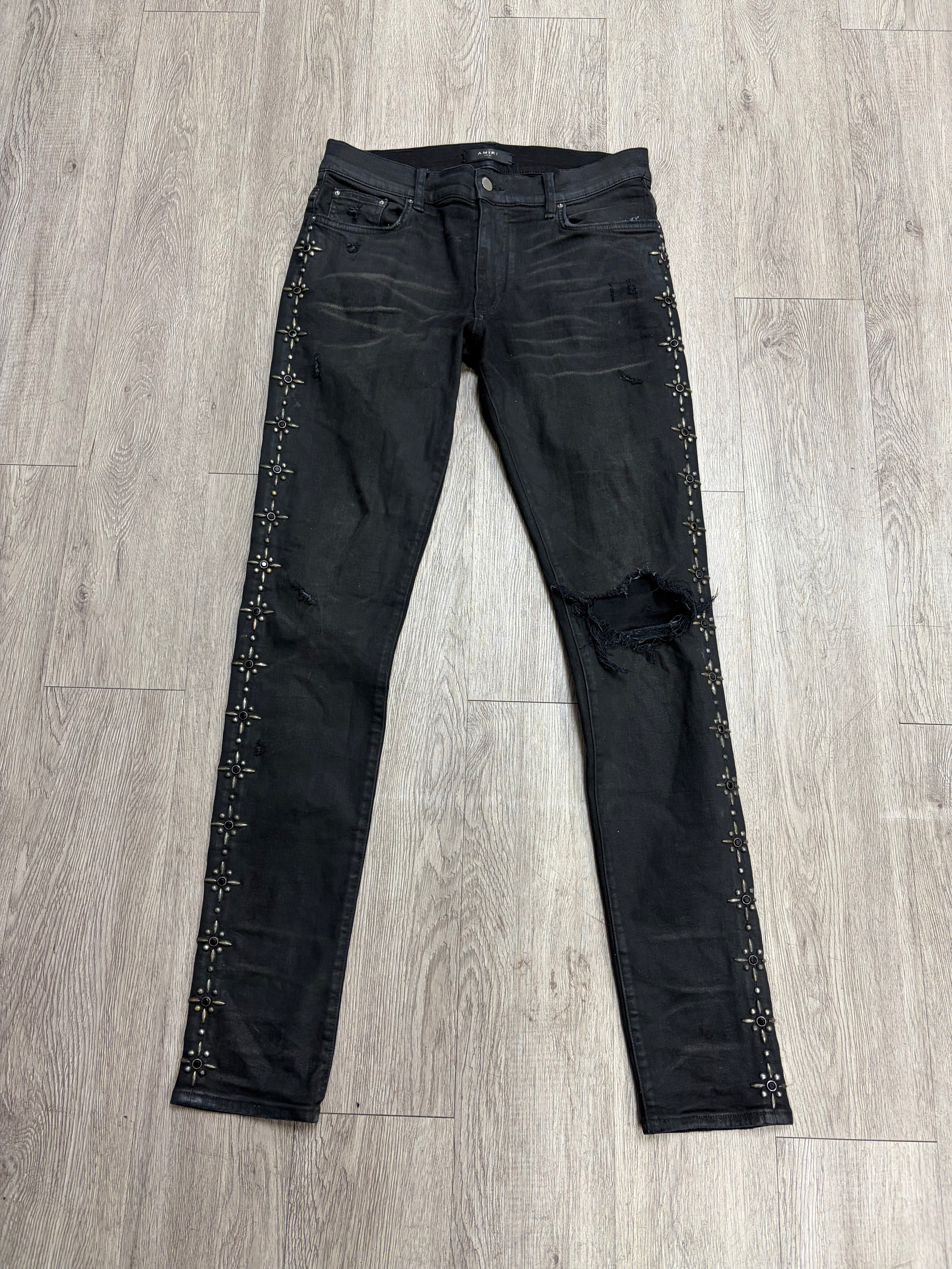 Amiri Black Wash Studded Jeans