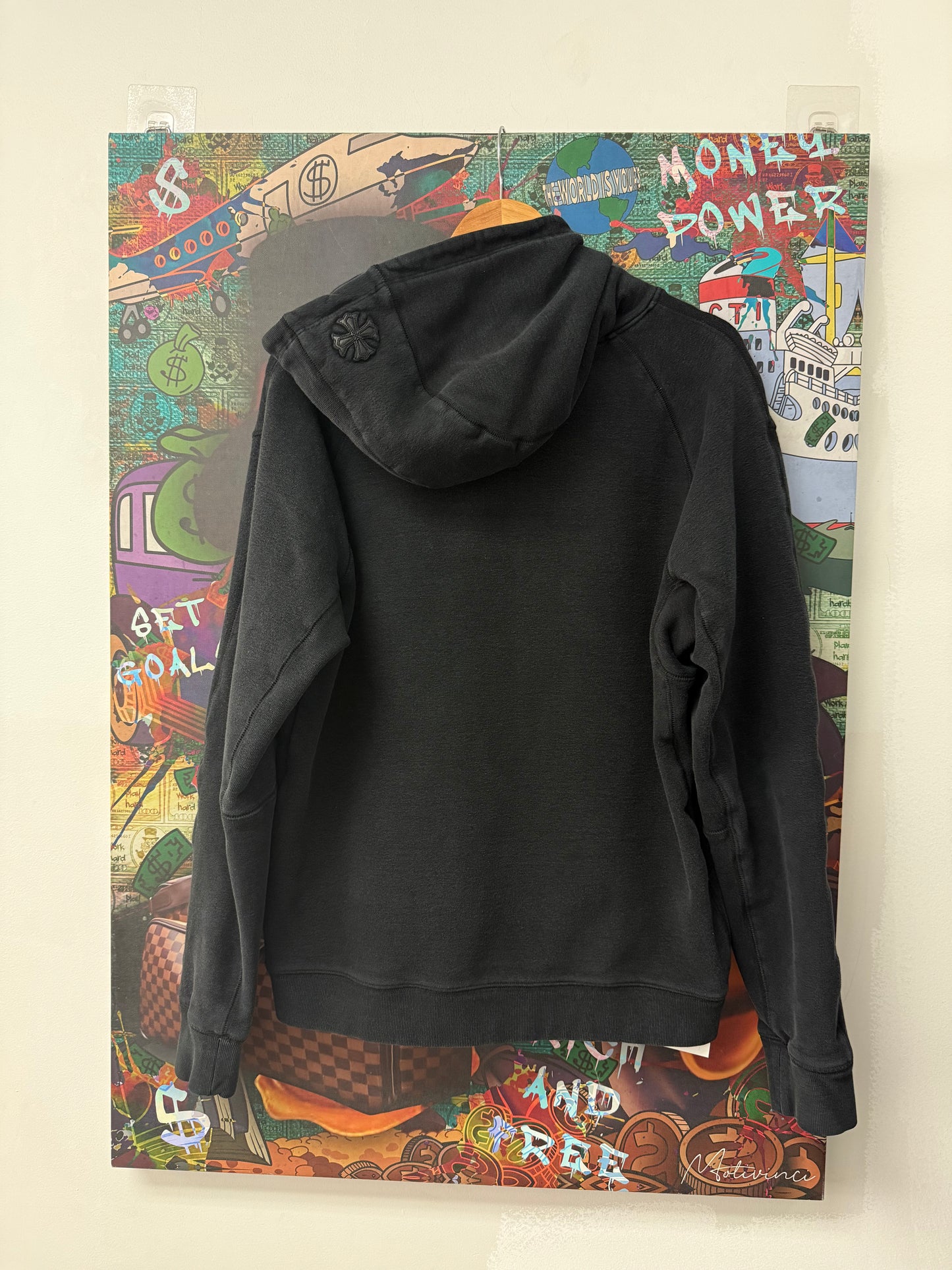 Chrome Hearts Hoodie Vertical Leather Plus Logo Used Large