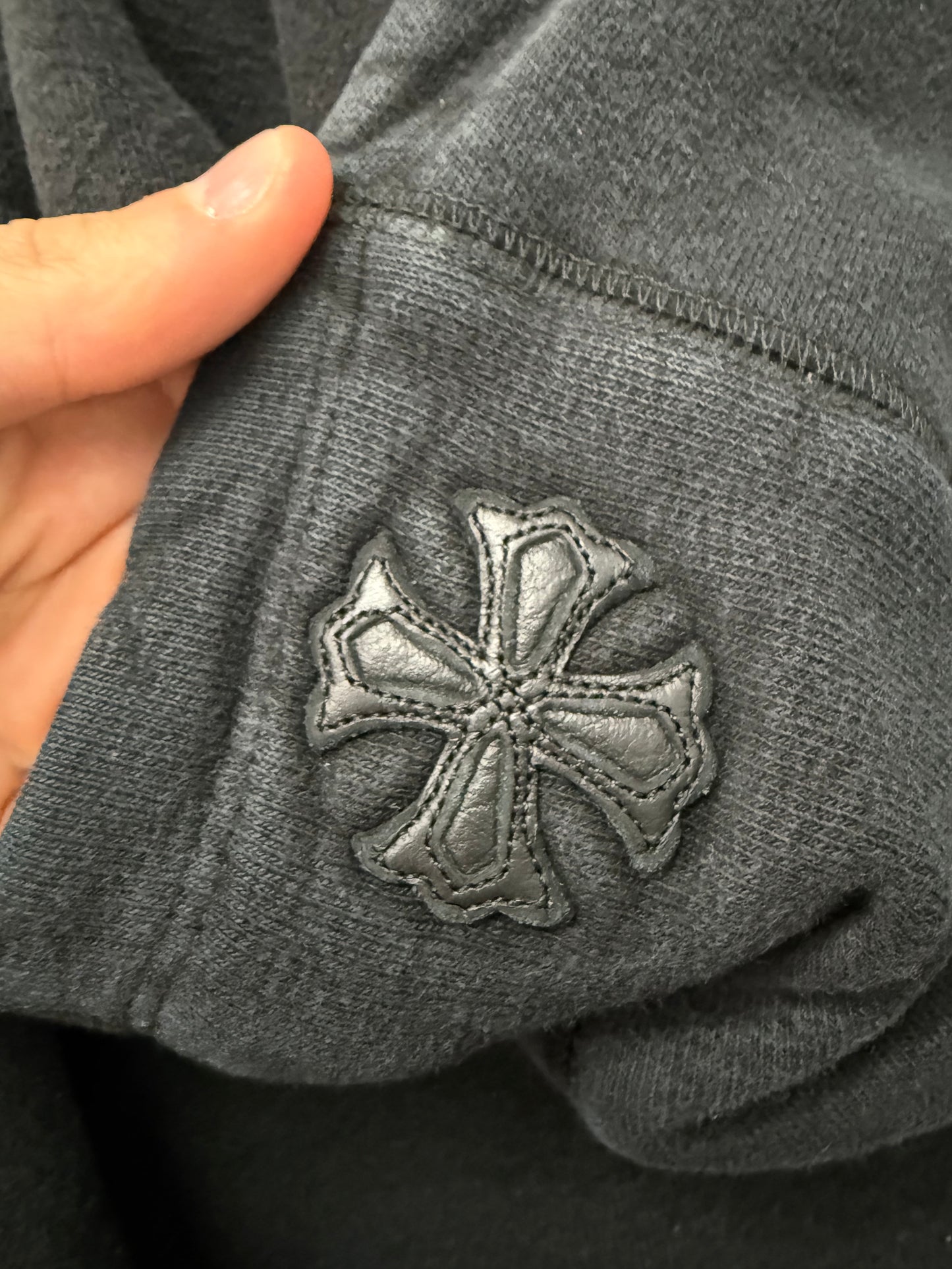 Chrome Hearts Hoodie Vertical Leather Plus Logo Used Large