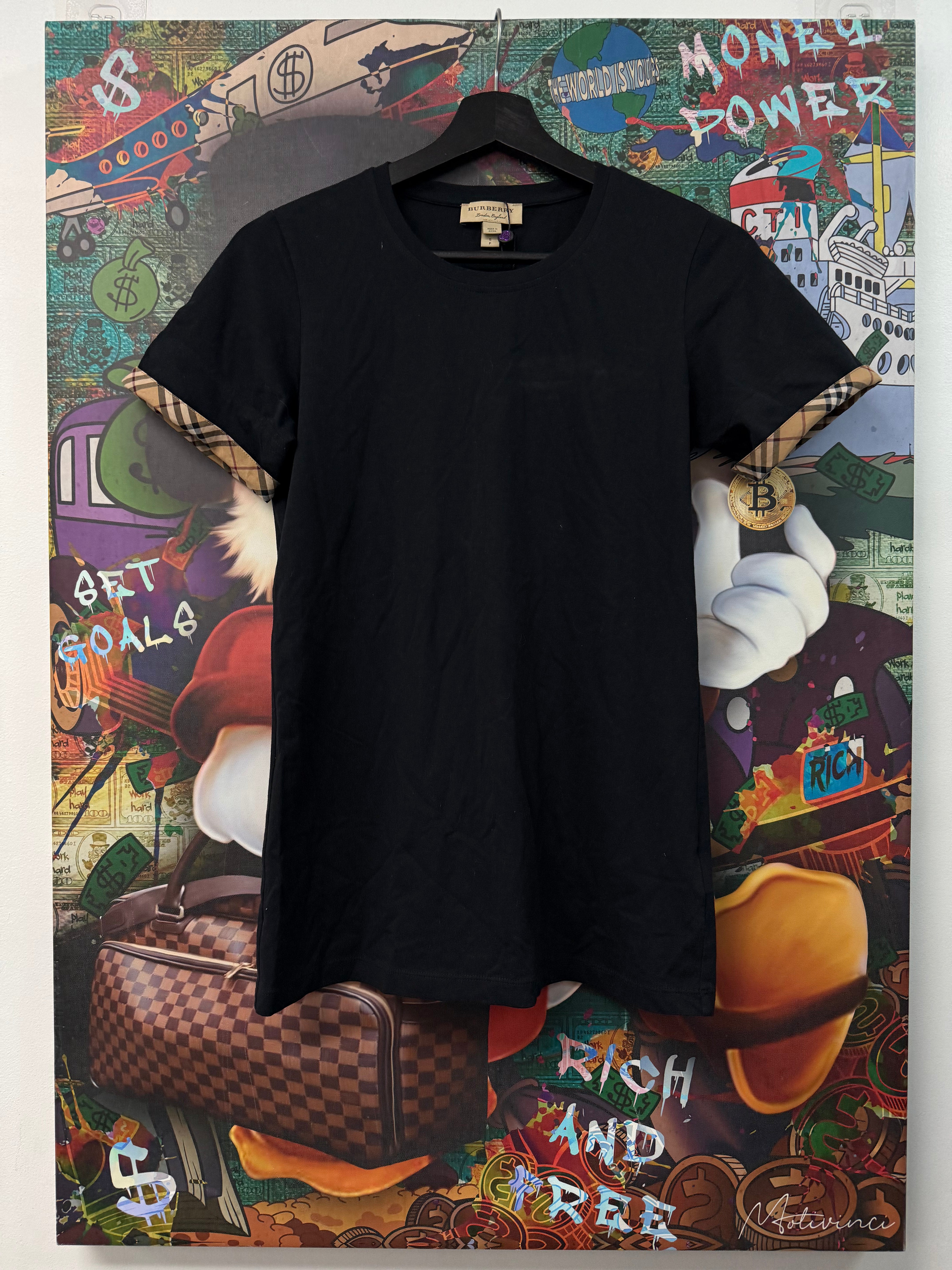 Burberry Black Sleeve Logo Tee
