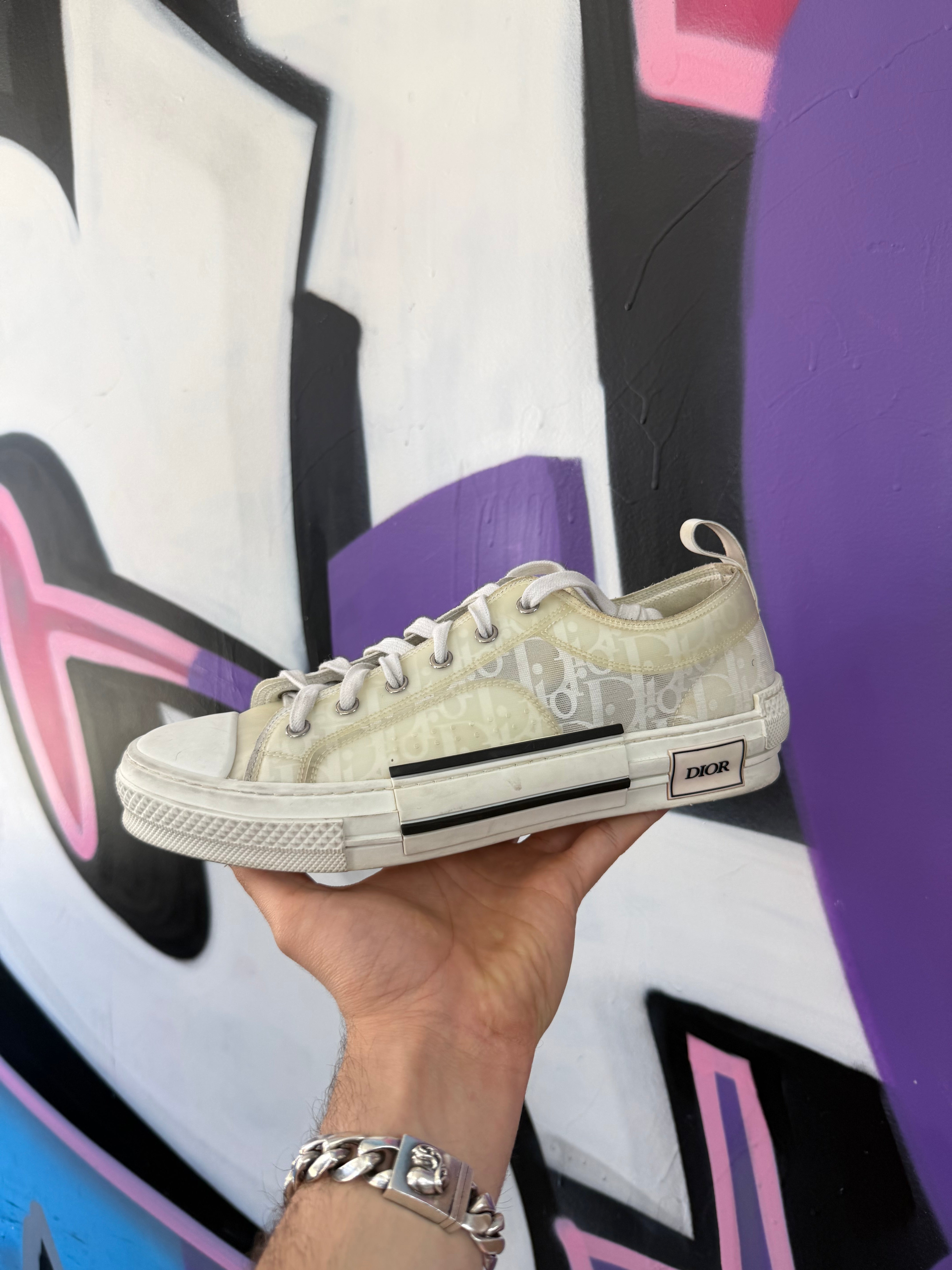 Dior B23 Low White Monogram Sneakers