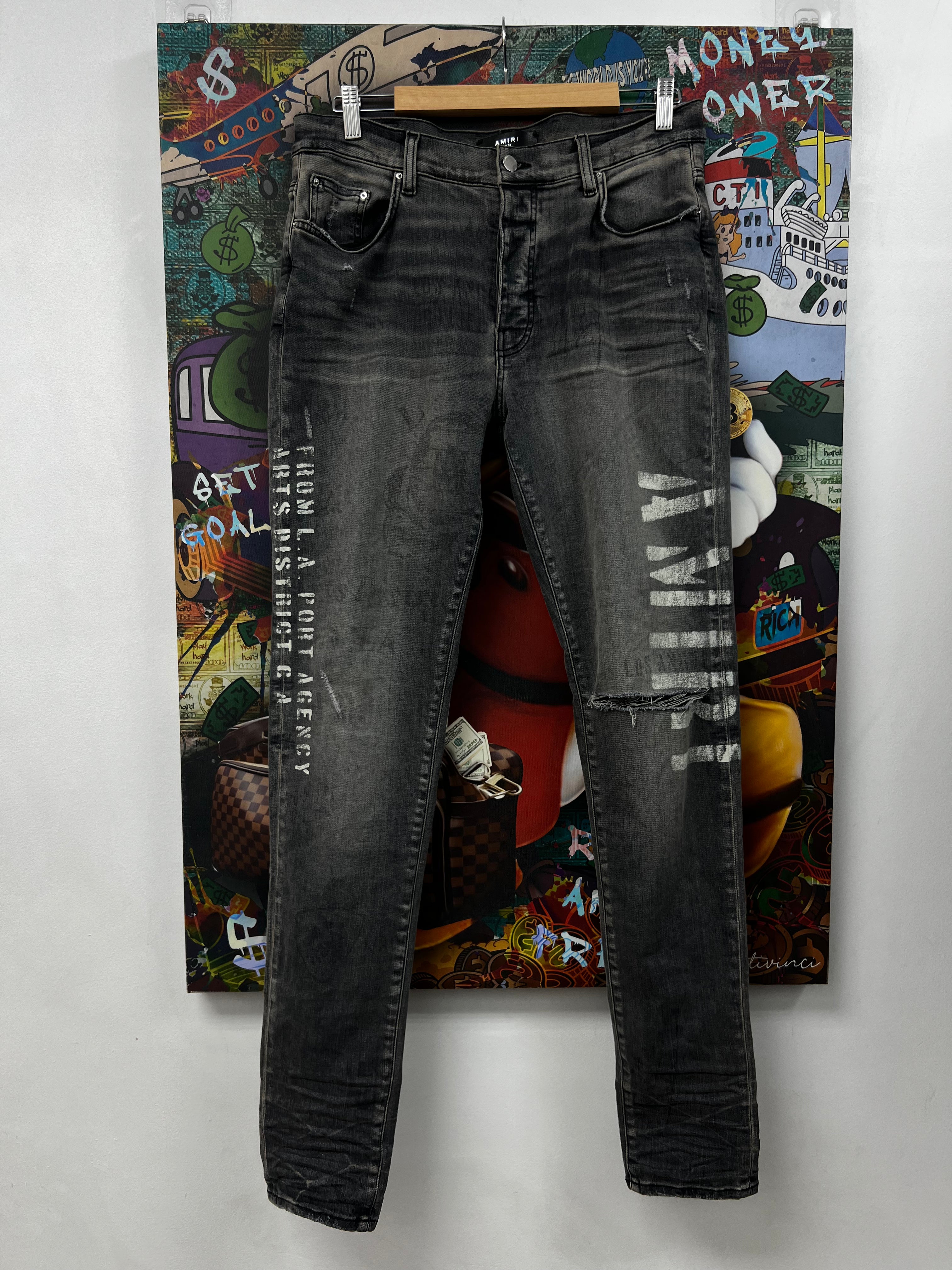 Amiri Grey Stencil Jeans