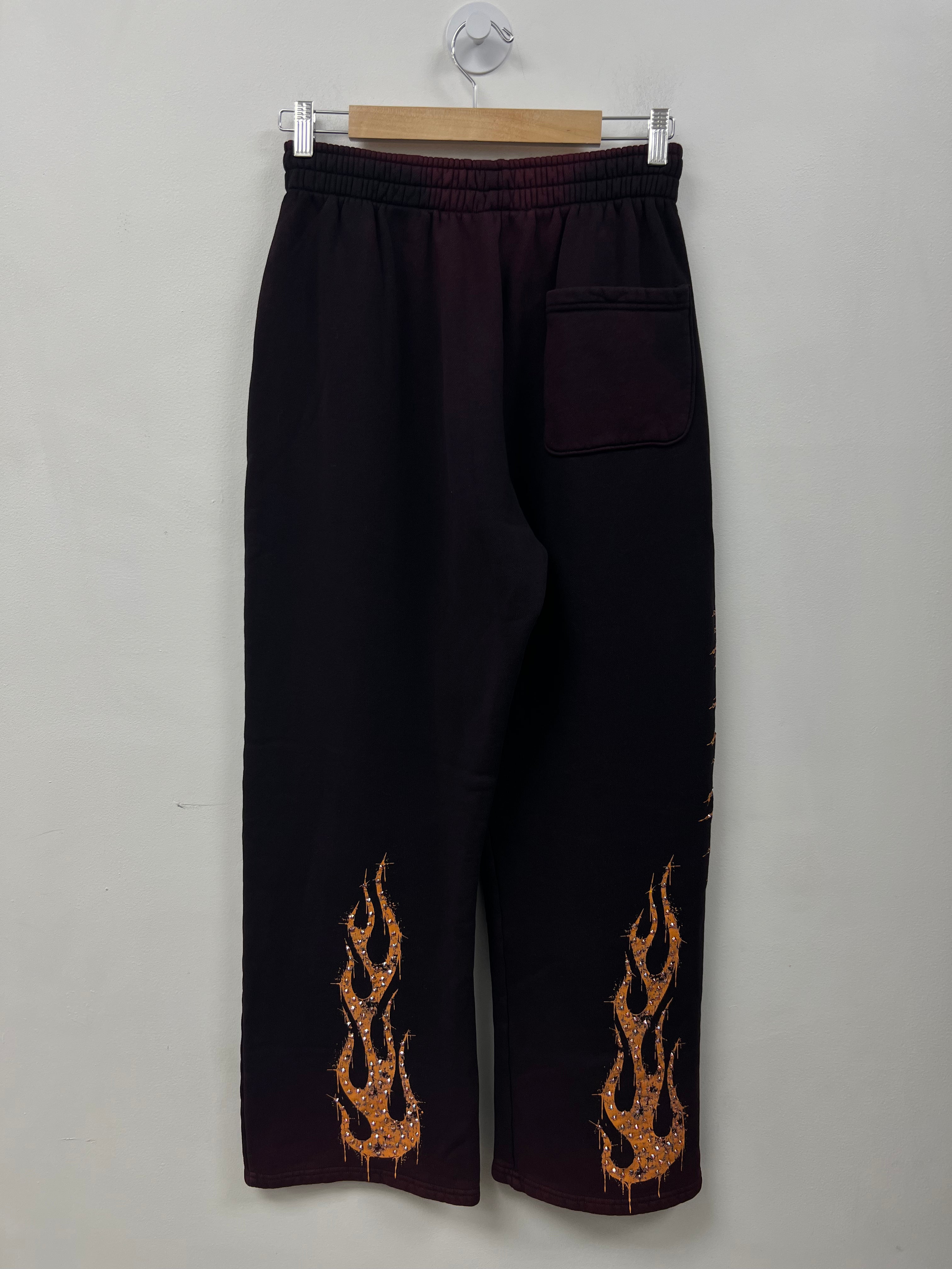 Bossi Maroon Black Orange Logo Rhinestone Sweats