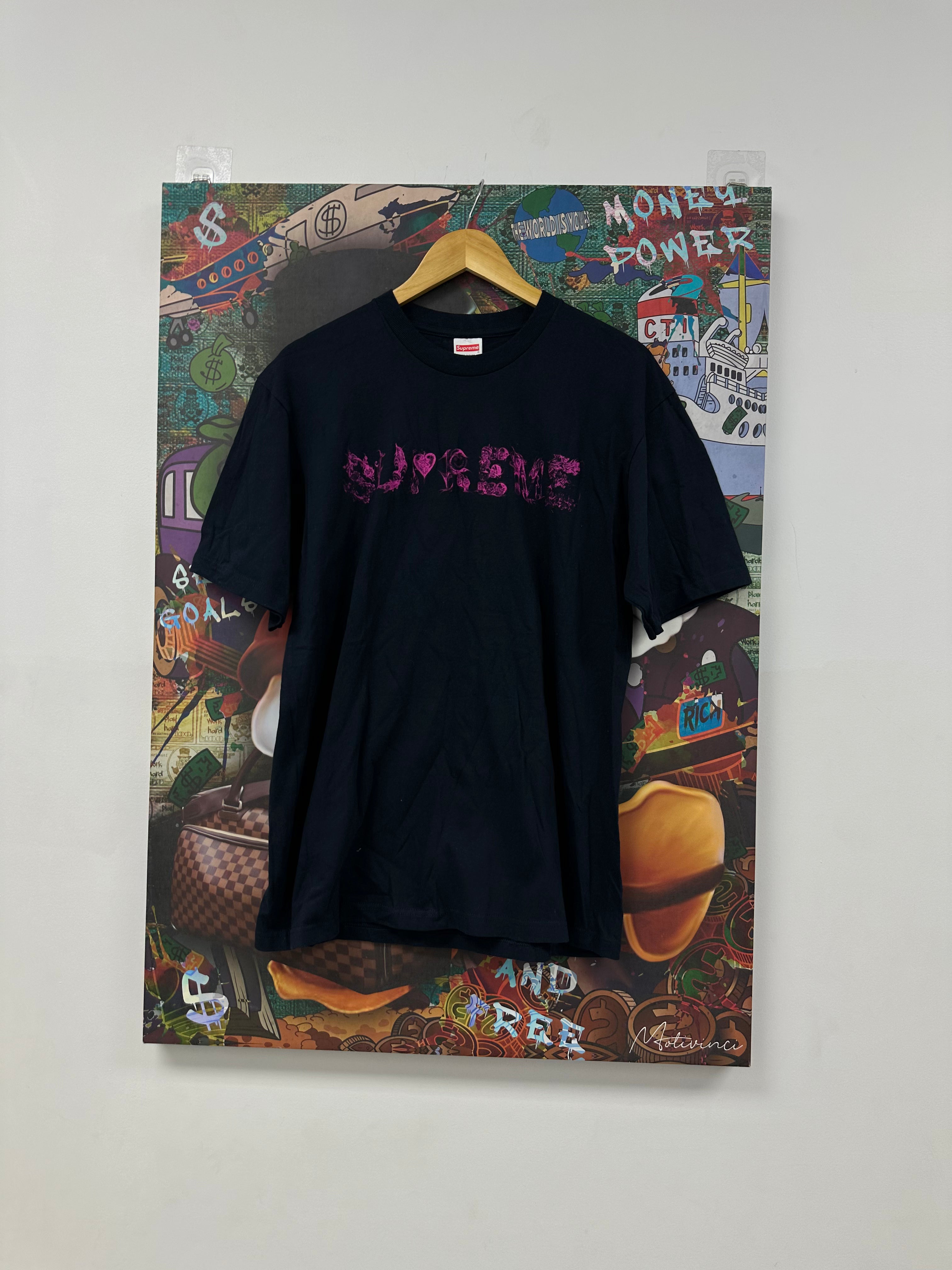 Supreme Tee Navy Pink Used Medium