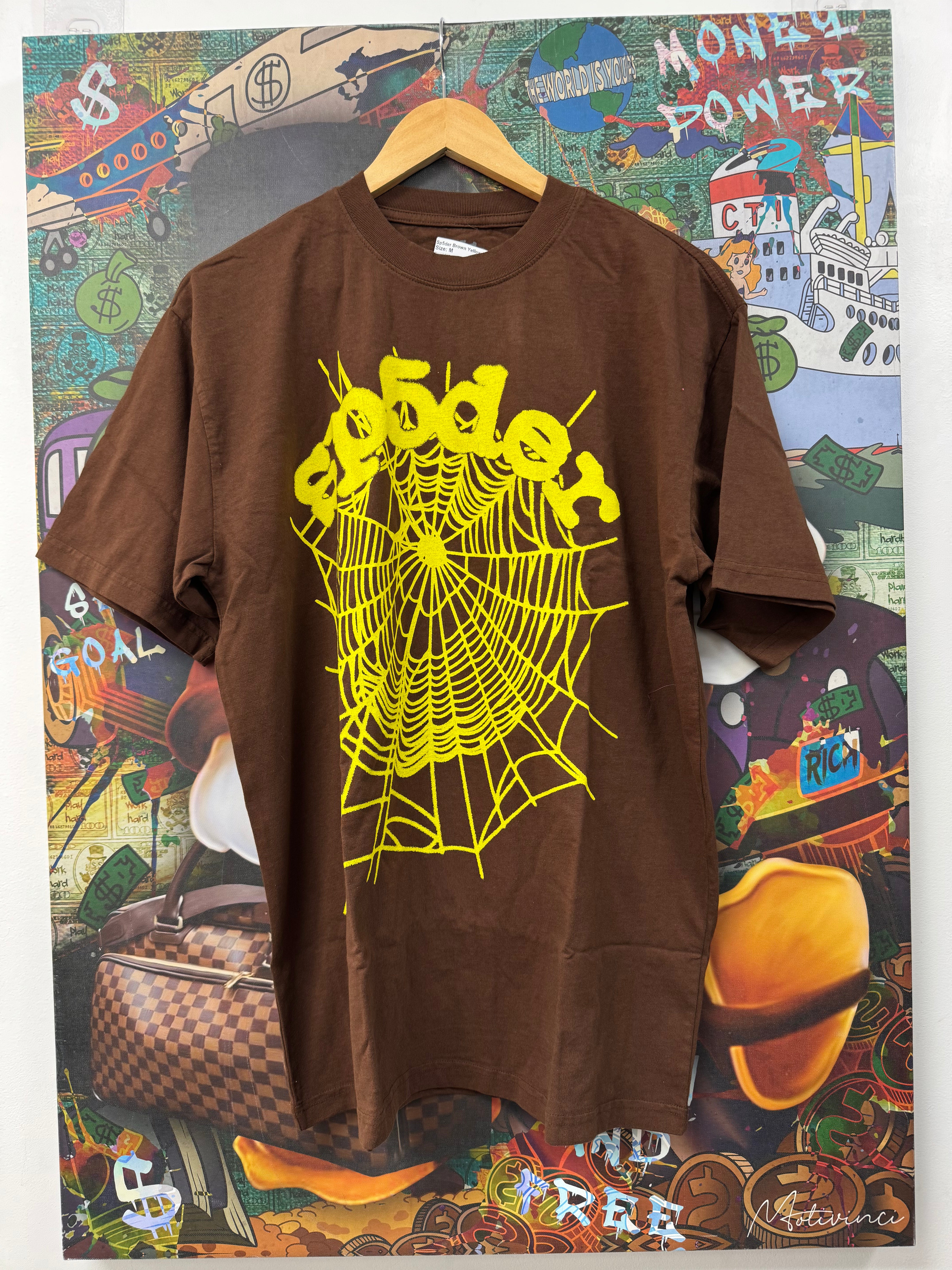 Sp5der Brown Yellow Web Tee