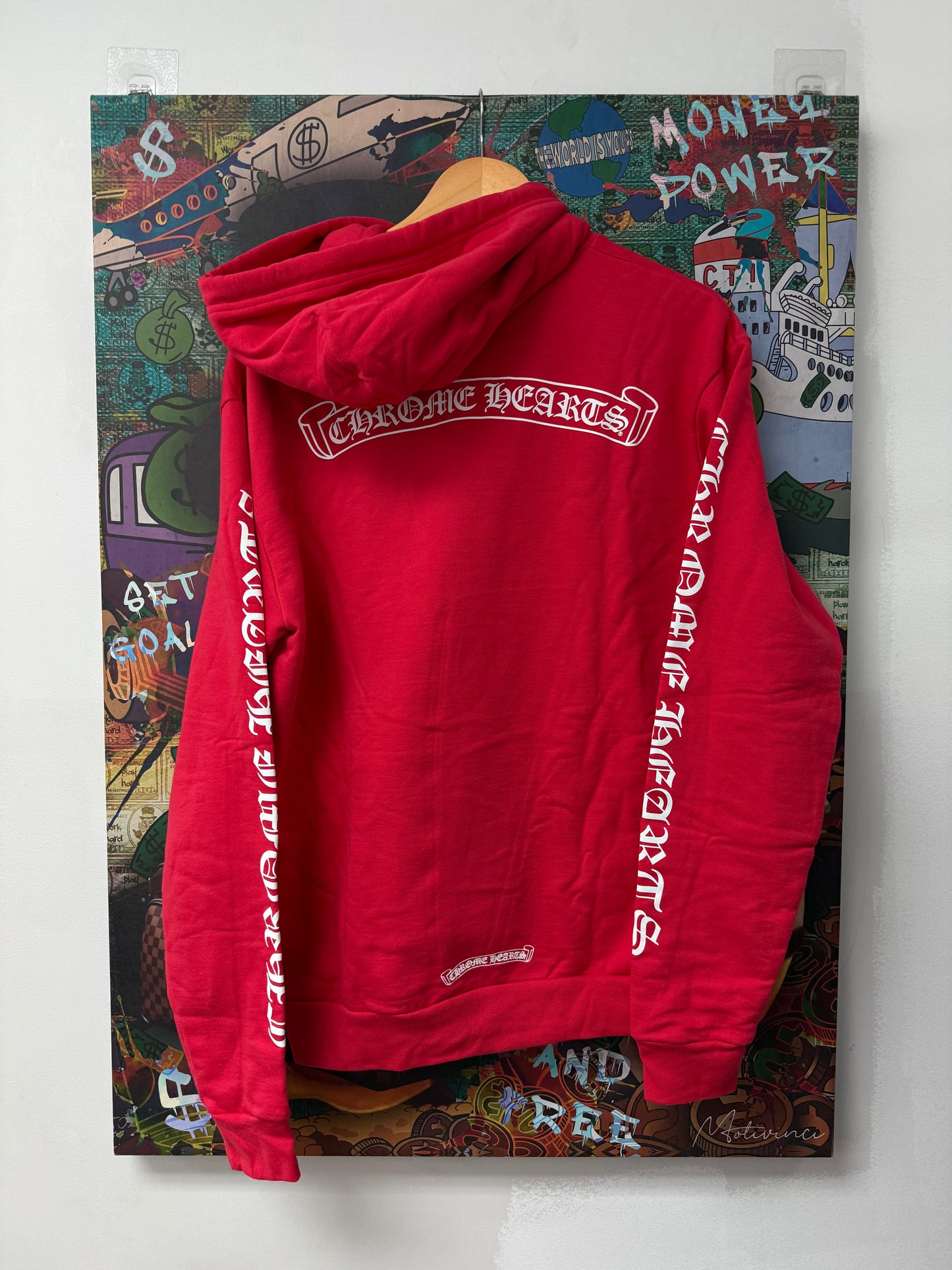 Chrome Hearts Red Scroll Logo Hoodie New Small
