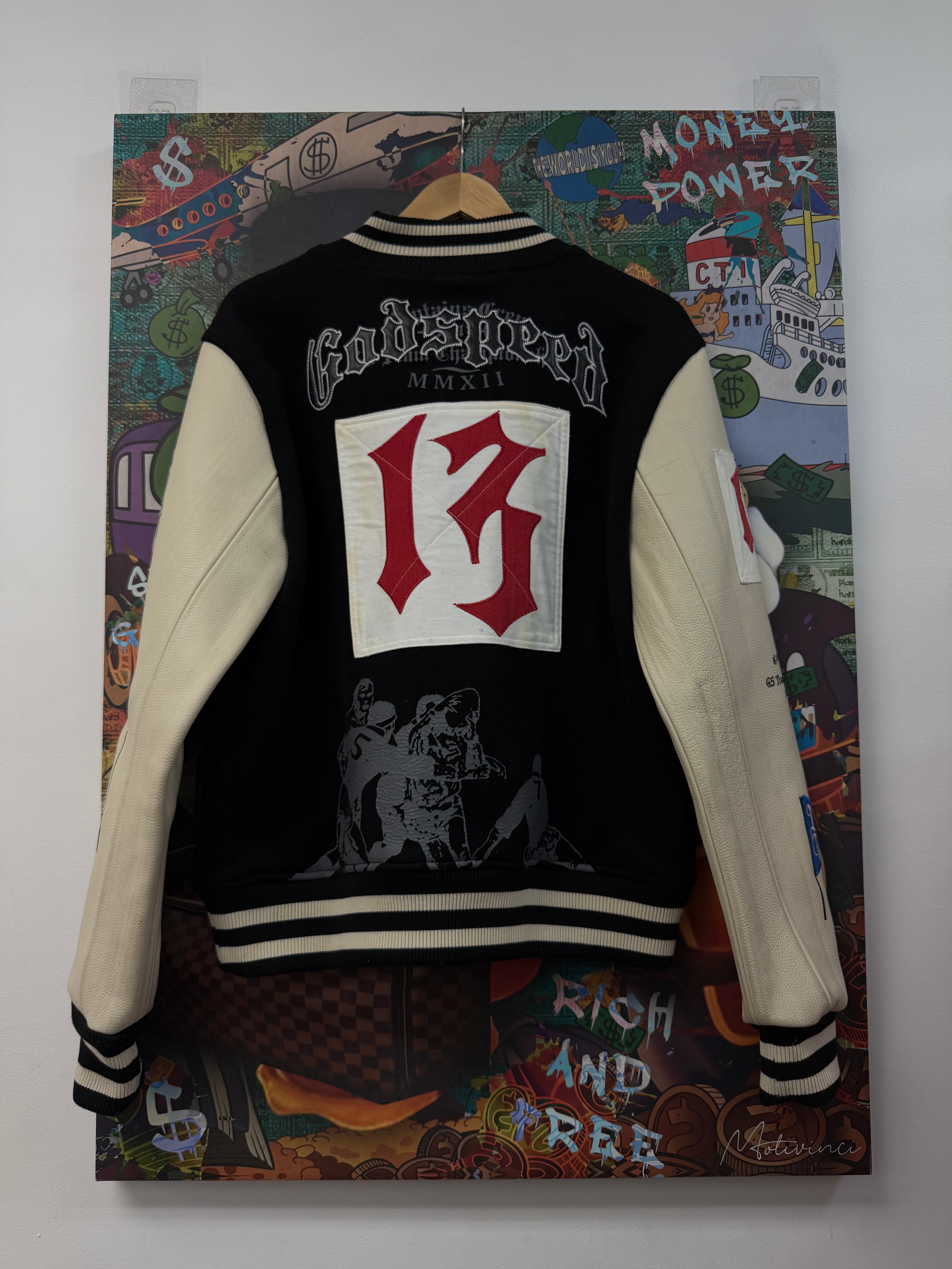 Godspeed Black Football Patchwork Varsity Jacket
