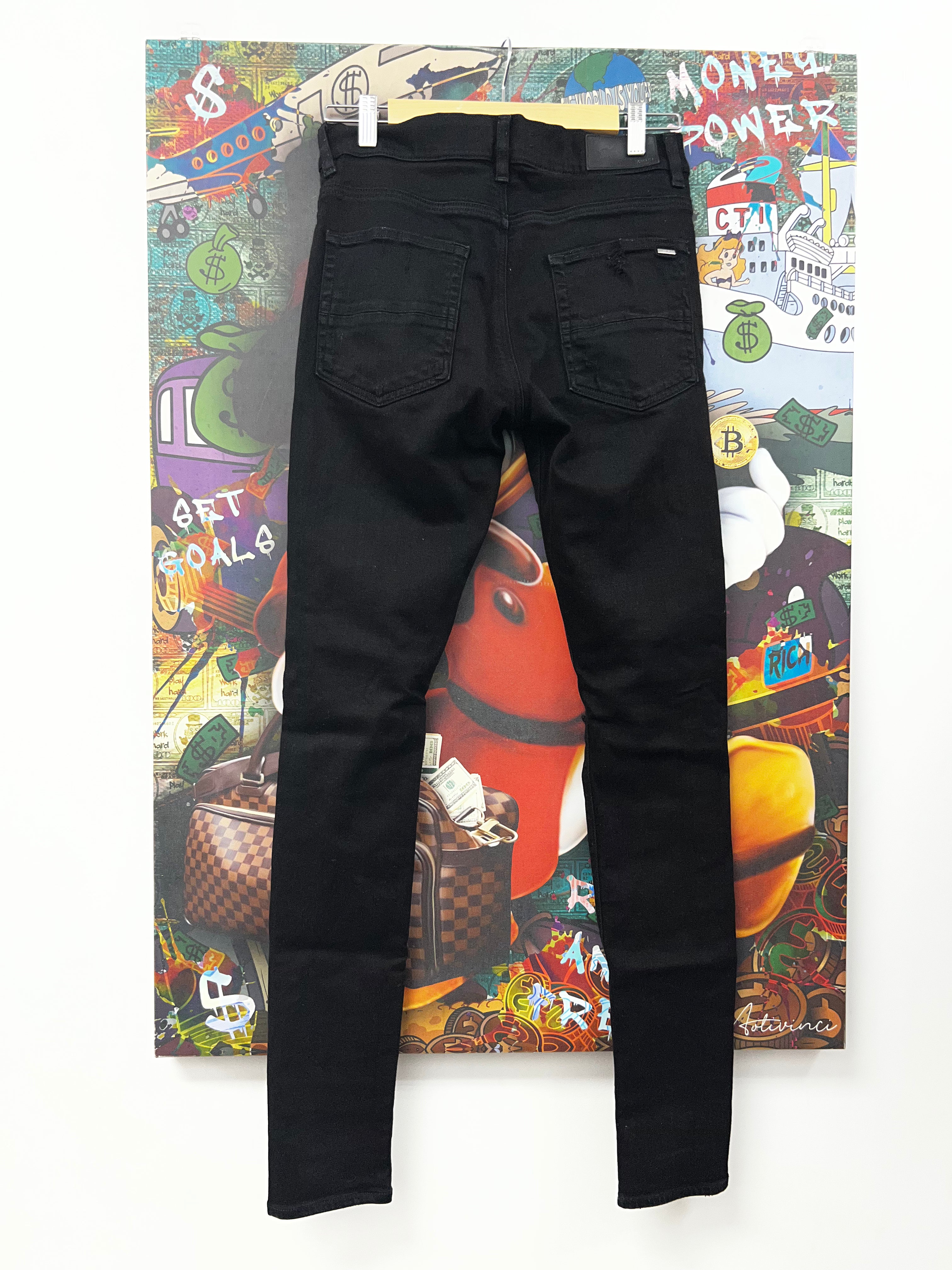 Amiri Black Aloha Patch MX1 Jeans