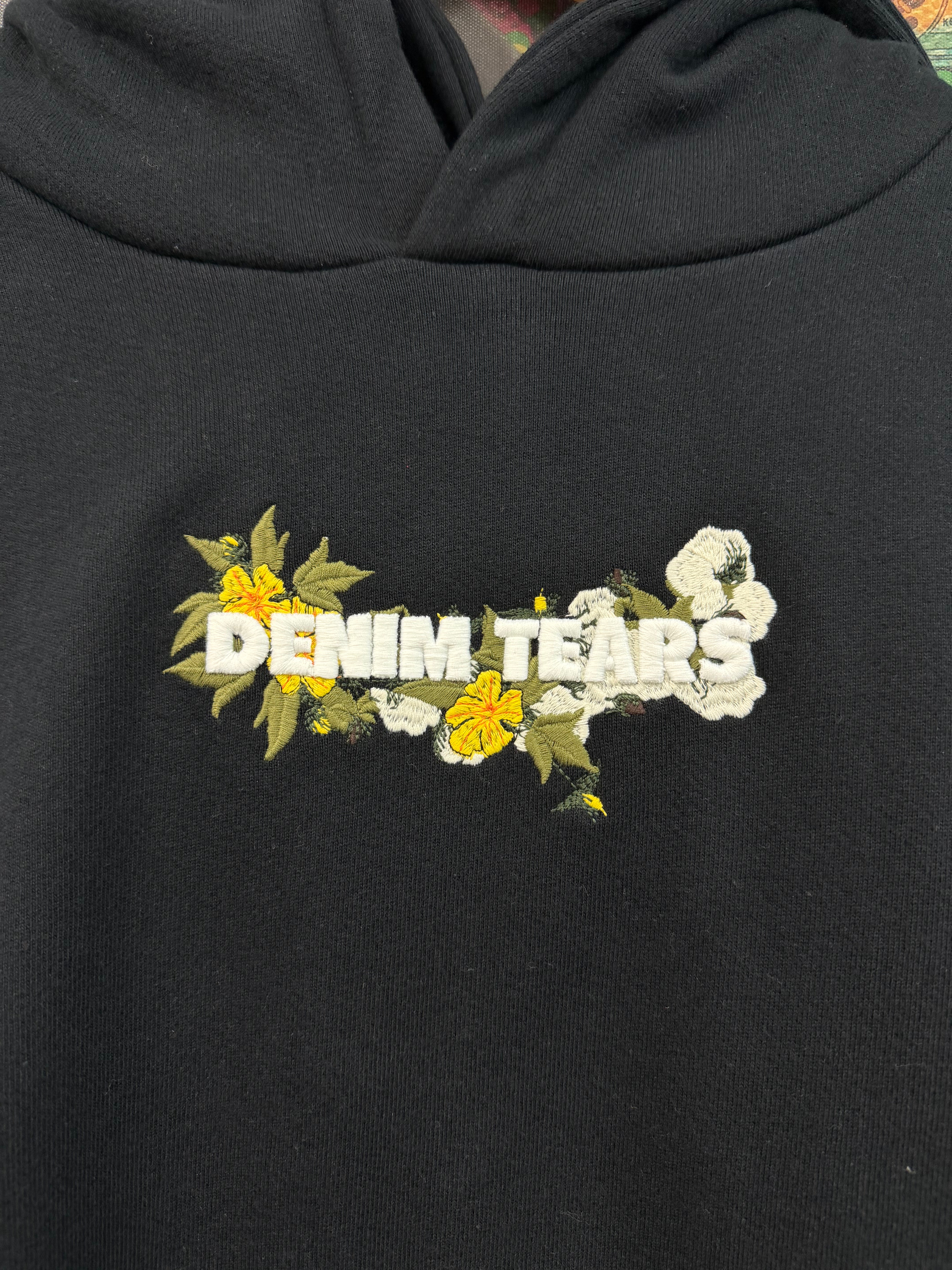Denim Tears Black Embroidered Floral Hoodie