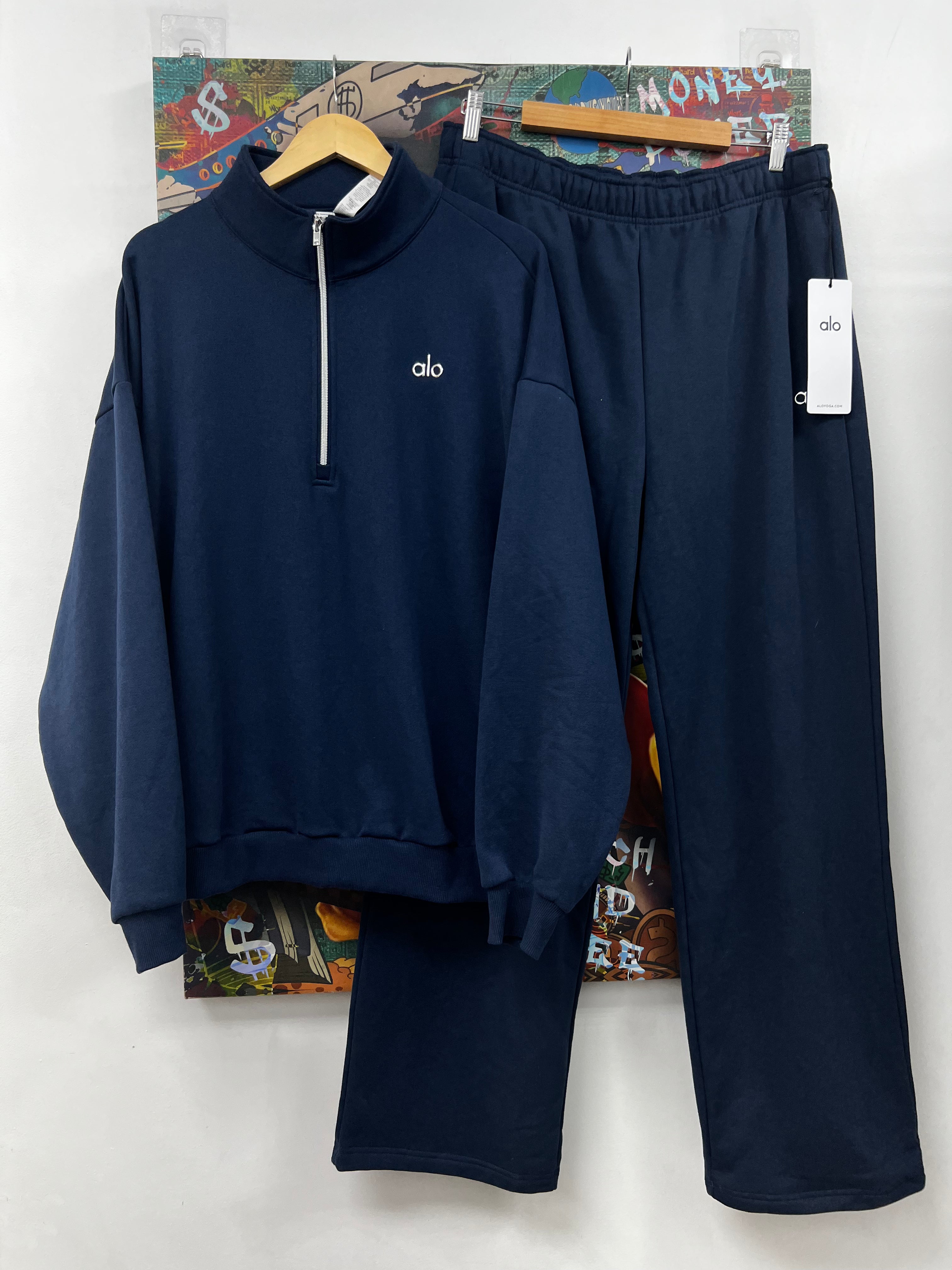 Alo Navy Accolade Quarter Zip Sweatsuit